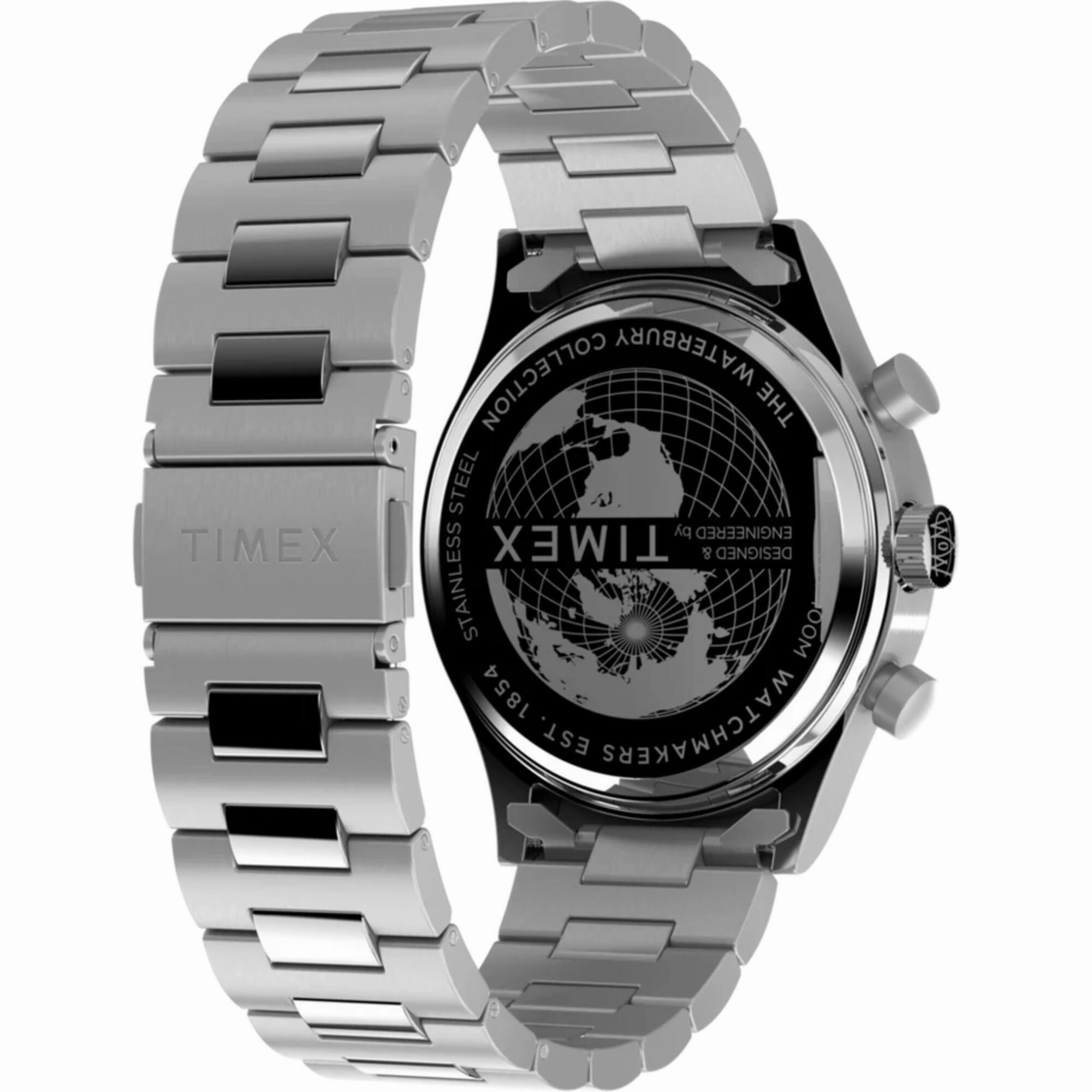 Timex Men's Watch - Waterbury Fly Back Chronograph Silver Steel Bracelet | TW2W47800
