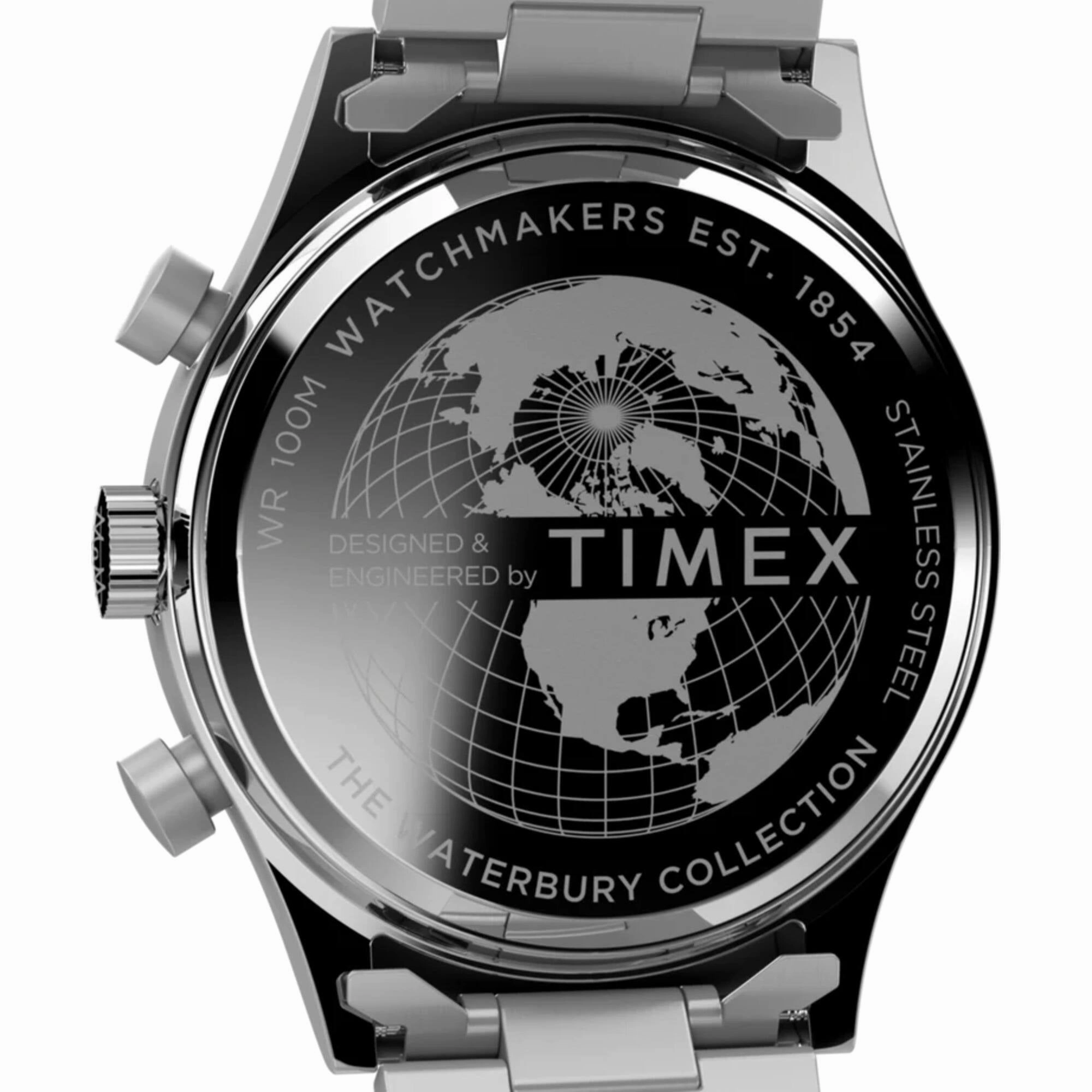 Timex Men's Watch - Waterbury Fly Back Chronograph Silver Steel Bracelet | TW2W47800
