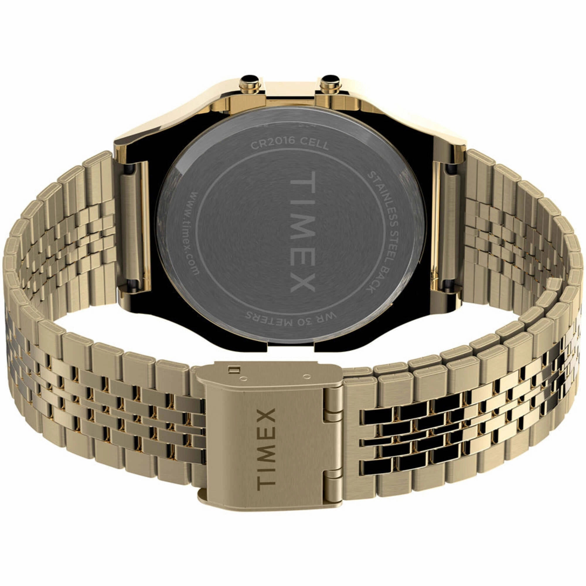 Timex Unisex Watch - T80 Alarm Digital Dial Yellow Gold Bracelet | TW2V18900
