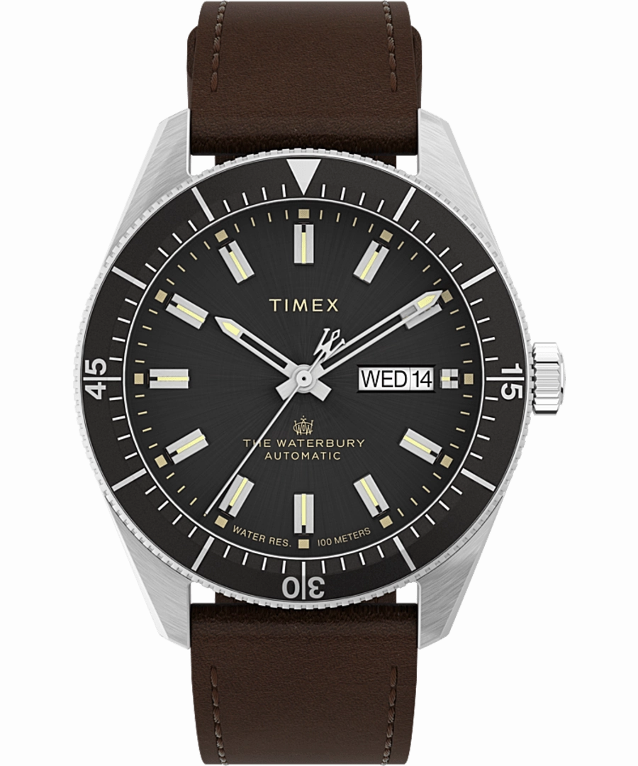 Timex Waterbury Dive Automatic 40mm Leather Strap Watch TW2V24800