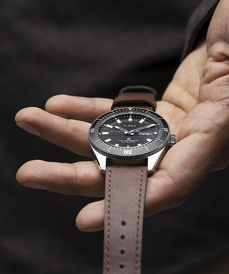 Timex Waterbury Dive Automatic 40mm Leather Strap Watch TW2V24800