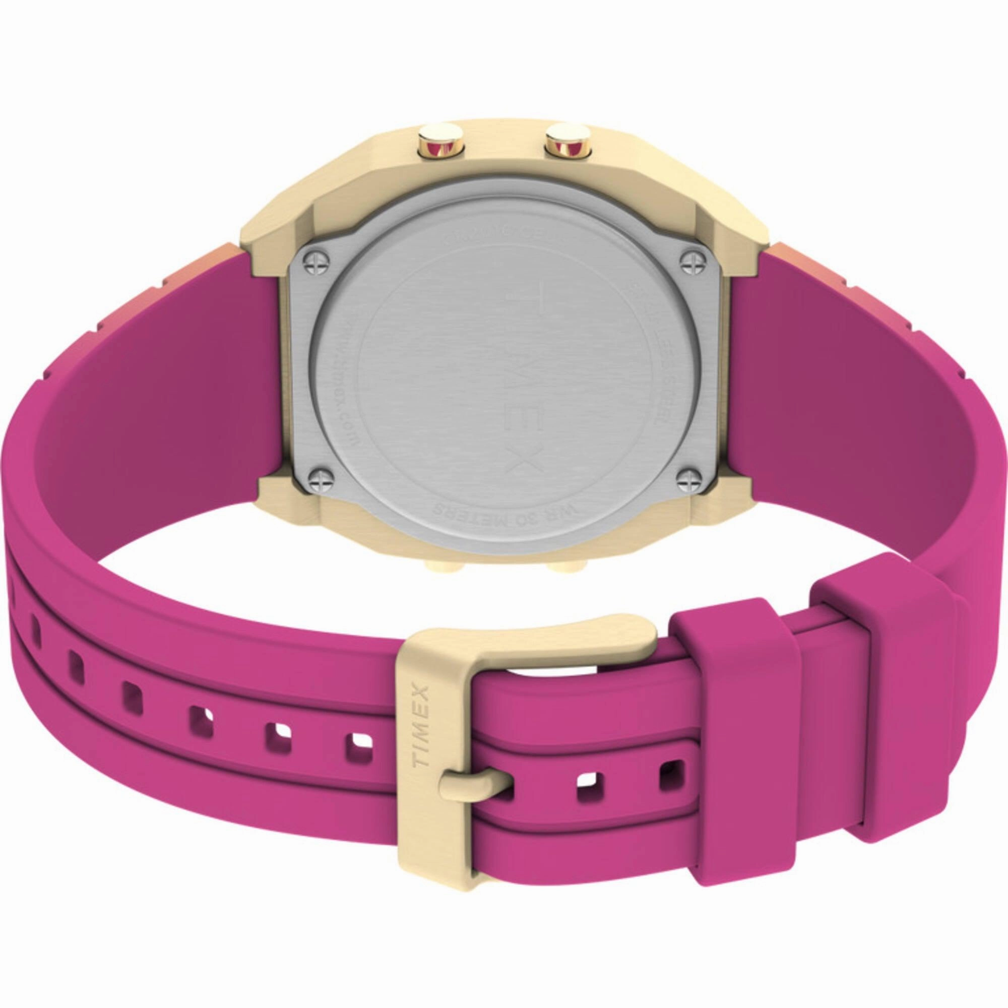 Timex Women's Digital Watch - T80 Chronograph Alarm Pink Resin Strap | TW2V74400YB