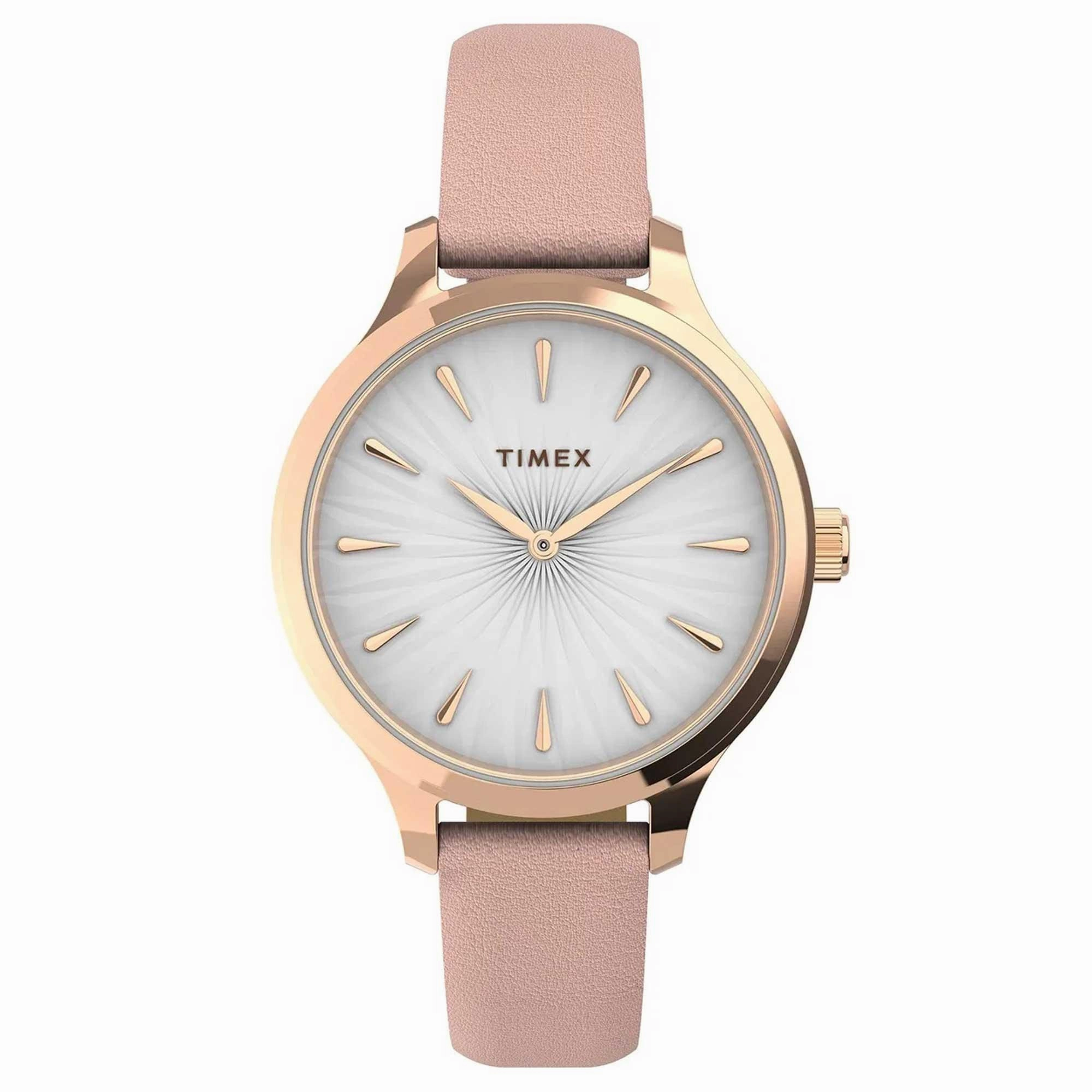 Timex Women's Quartz Watch - Peyton White Dial Genuine Leather Strap | TW2V06700VQ