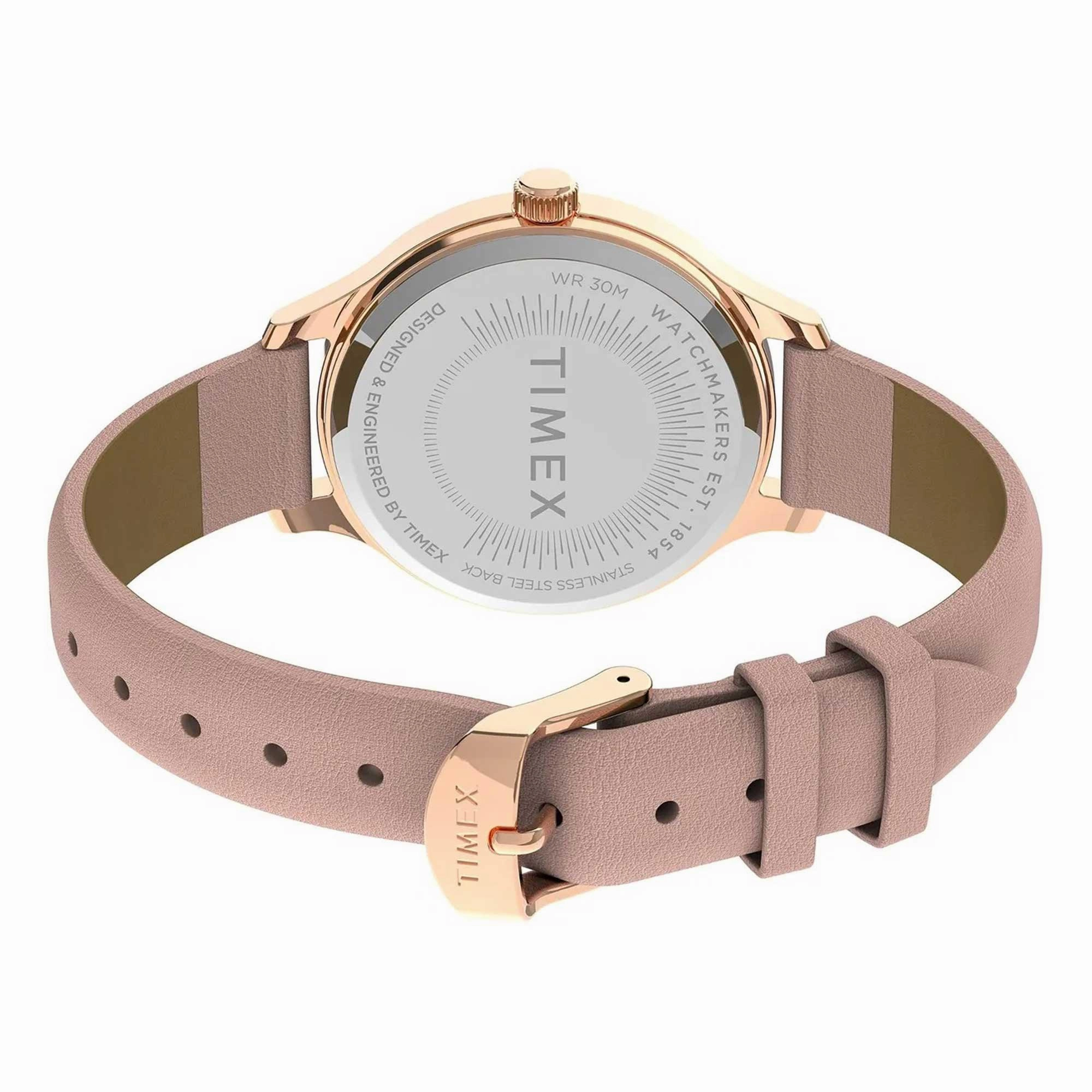 Timex Women's Quartz Watch - Peyton White Dial Genuine Leather Strap | TW2V06700VQ