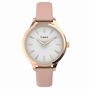 Timex Women's Quartz Watch - Peyton White Dial Genuine Leather Strap | TW2V06700VQ