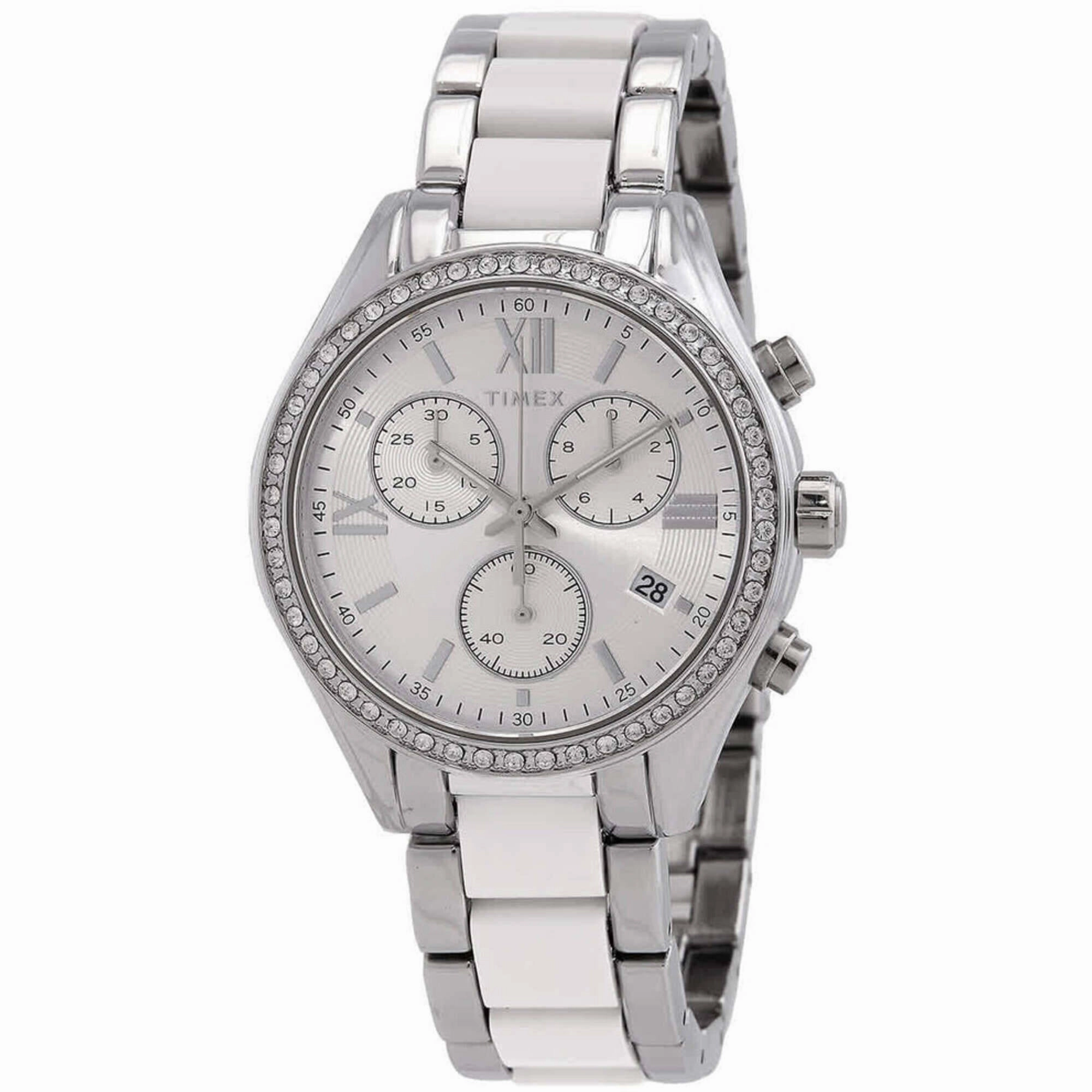 Timex Women's Watch - Classic Two Tone Silver Tone and White Bracelet | TW2V74700