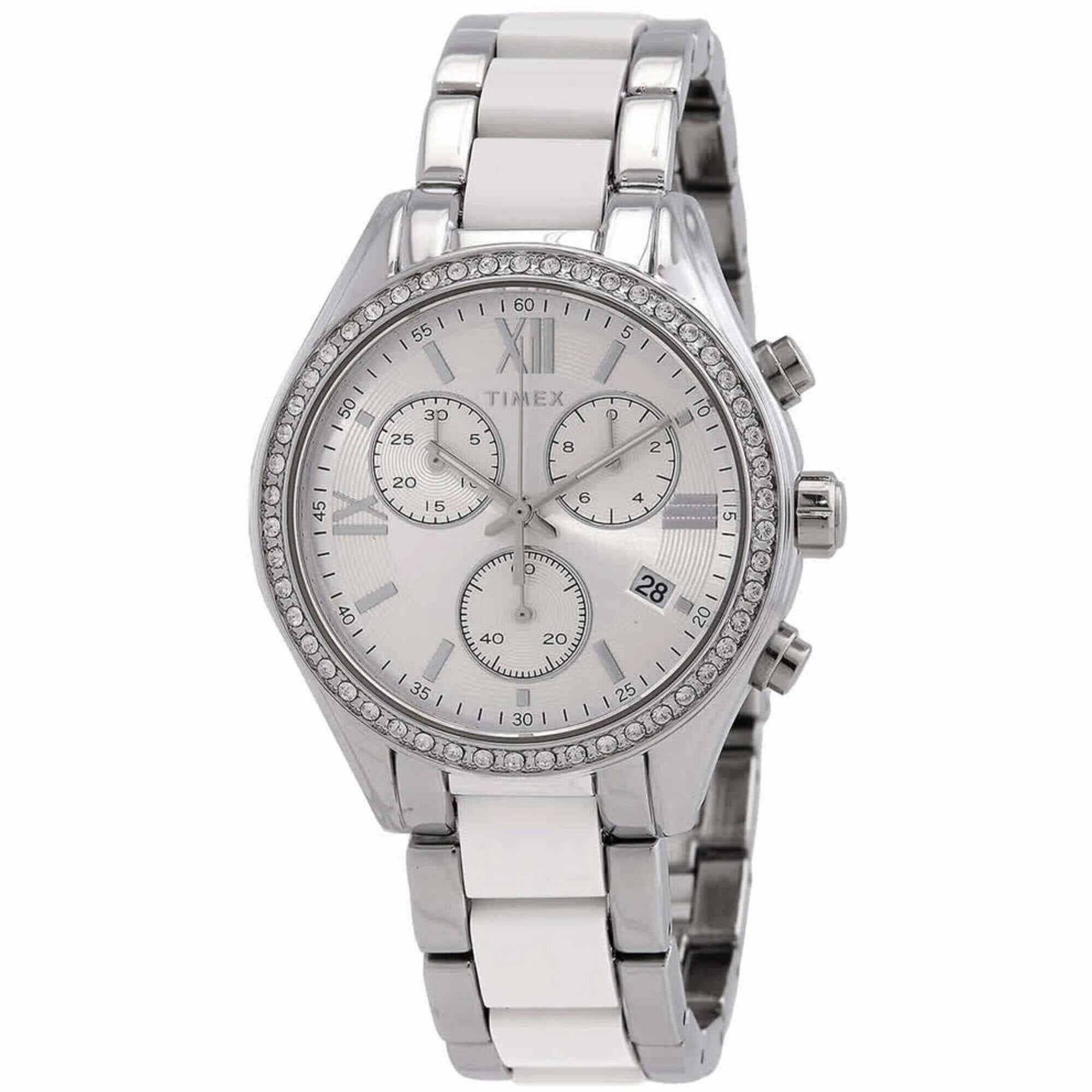 Timex Women's Watch - Classic Two Tone Silver Tone and White Bracelet | TW2V74700