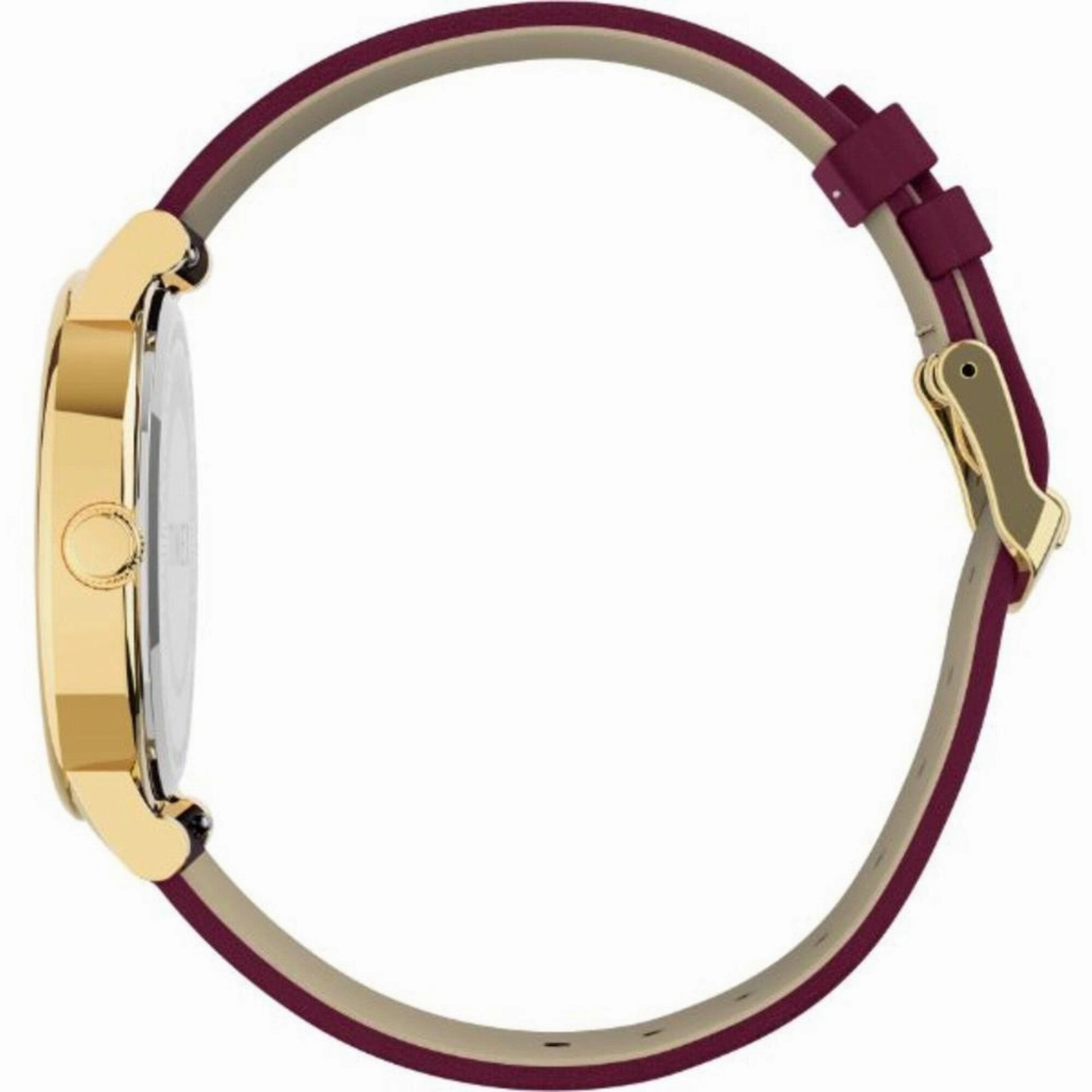 Timex Women's Watch - Full Bloom Pink Floral Dial Burgundy Leather Strap | TW2U19200