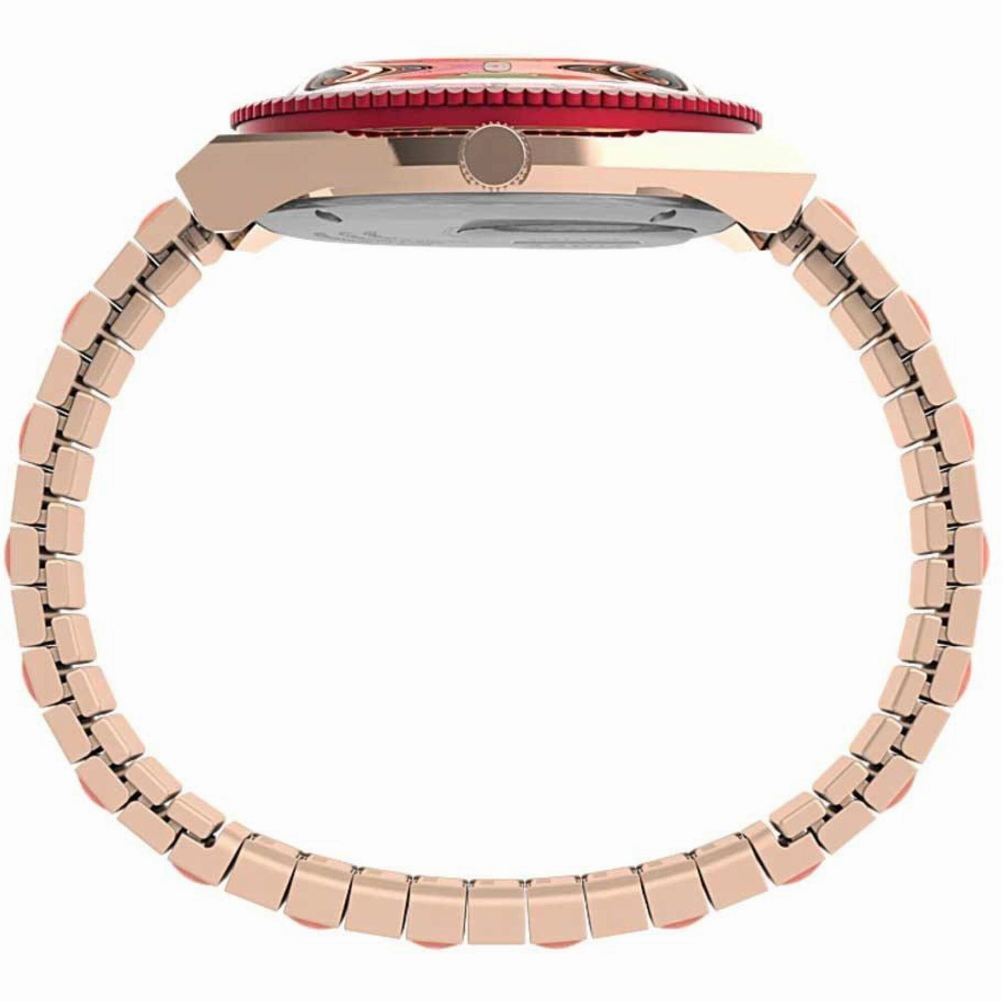 Timex Women's Watch - Q Malibu Rotating Bezel Pink Dial Expansion Bracelet | TW2V38600
