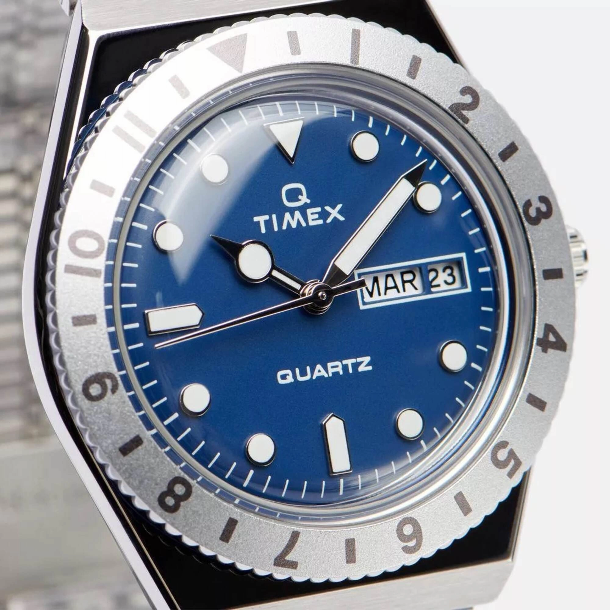 Timex Women's Watch - Q Quartz Blue Dial Stainless Steel Bracelet | TW2U95500
