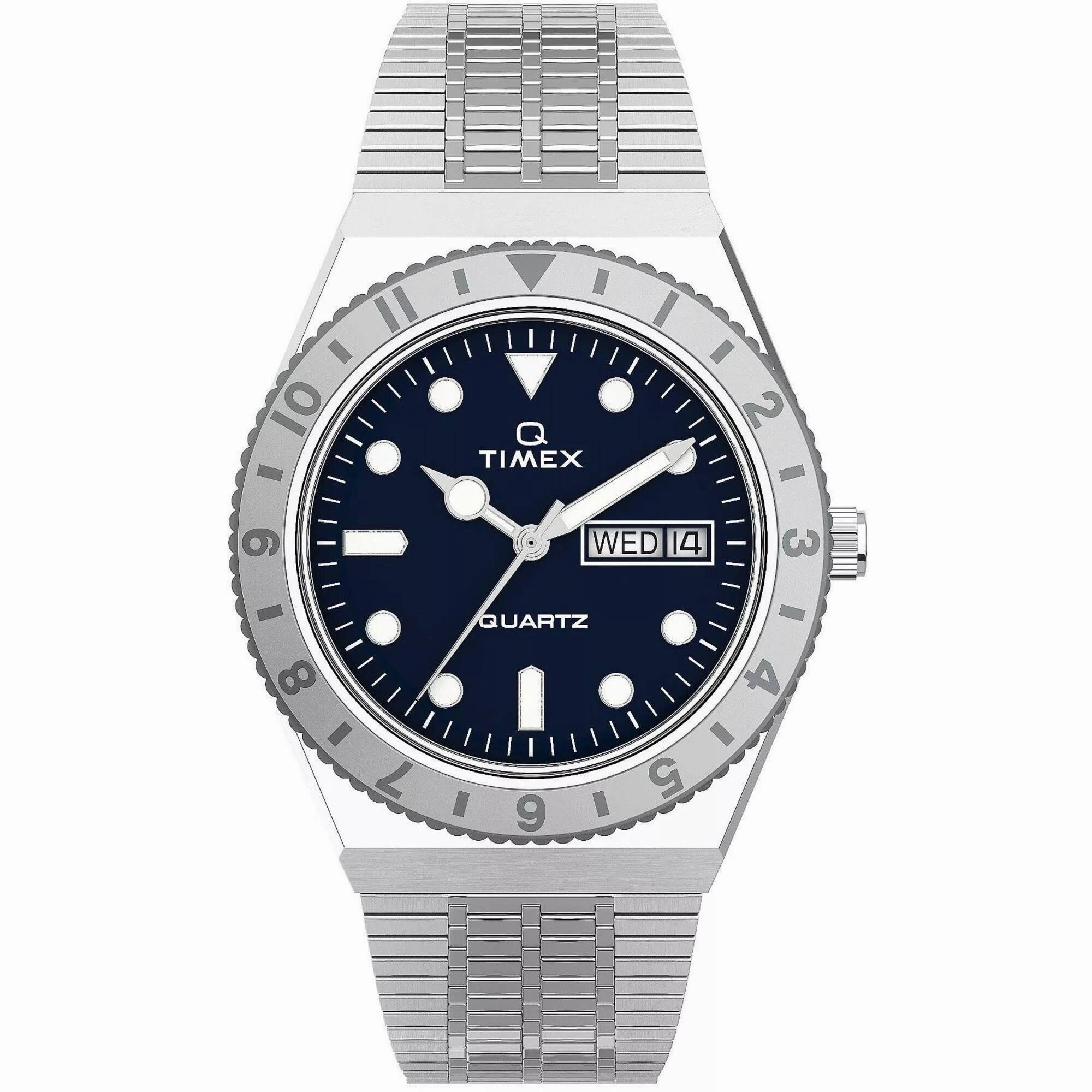 Timex Women's Watch - Q Quartz Blue Dial Stainless Steel Bracelet | TW2U95500