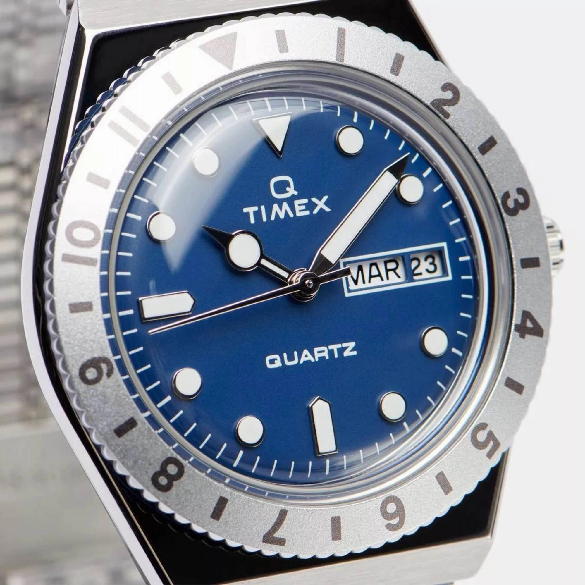 Timex Women's Watch - Q Quartz Blue Dial Stainless Steel Bracelet | TW2U95500