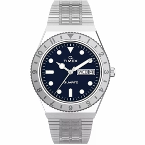 Timex Women's Watch - Q Quartz Blue Dial Stainless Steel Bracelet | TW2U95500