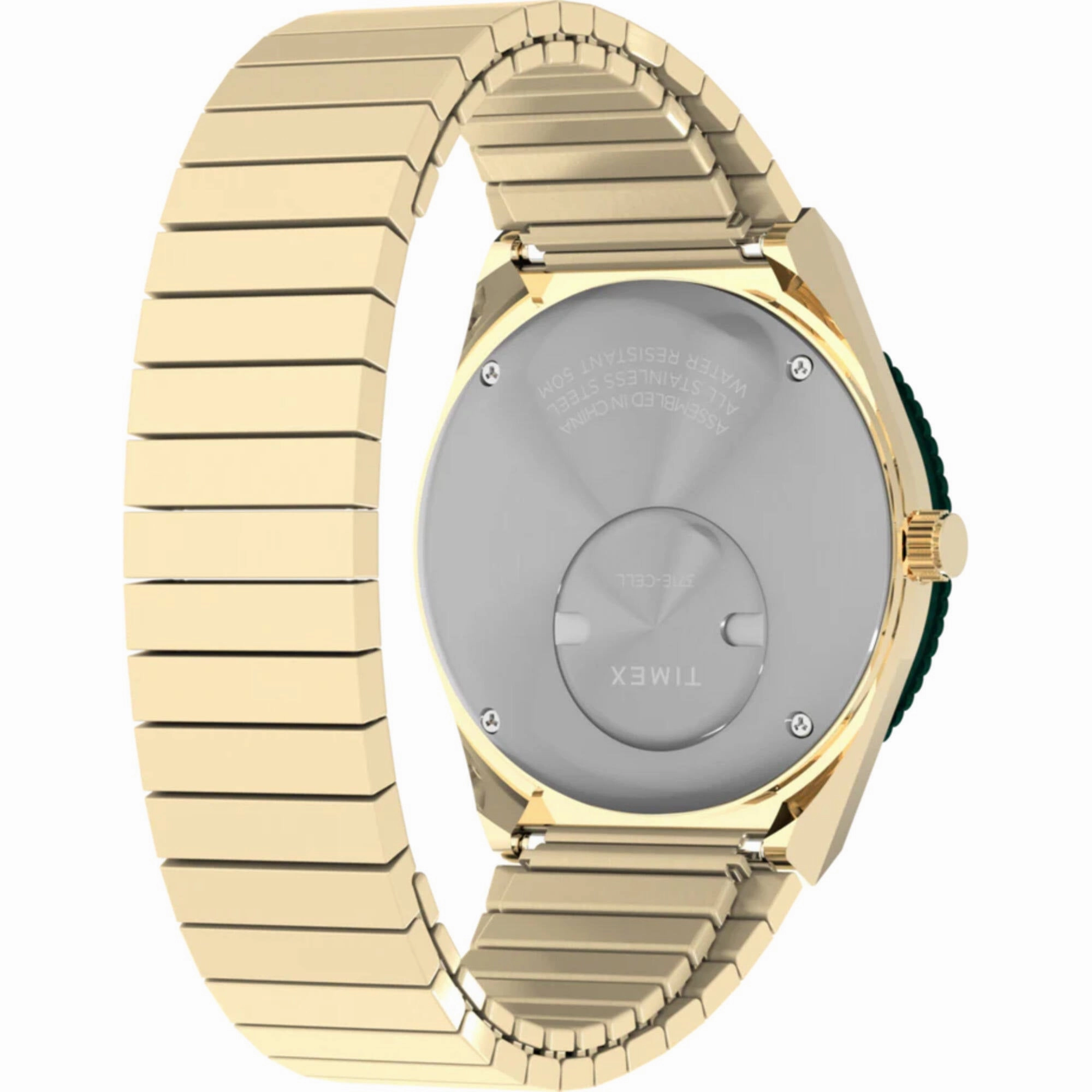 Timex Women Watch - Q Timex Green Dial Yellow Gold Expansion Bracelet | TW2V92200