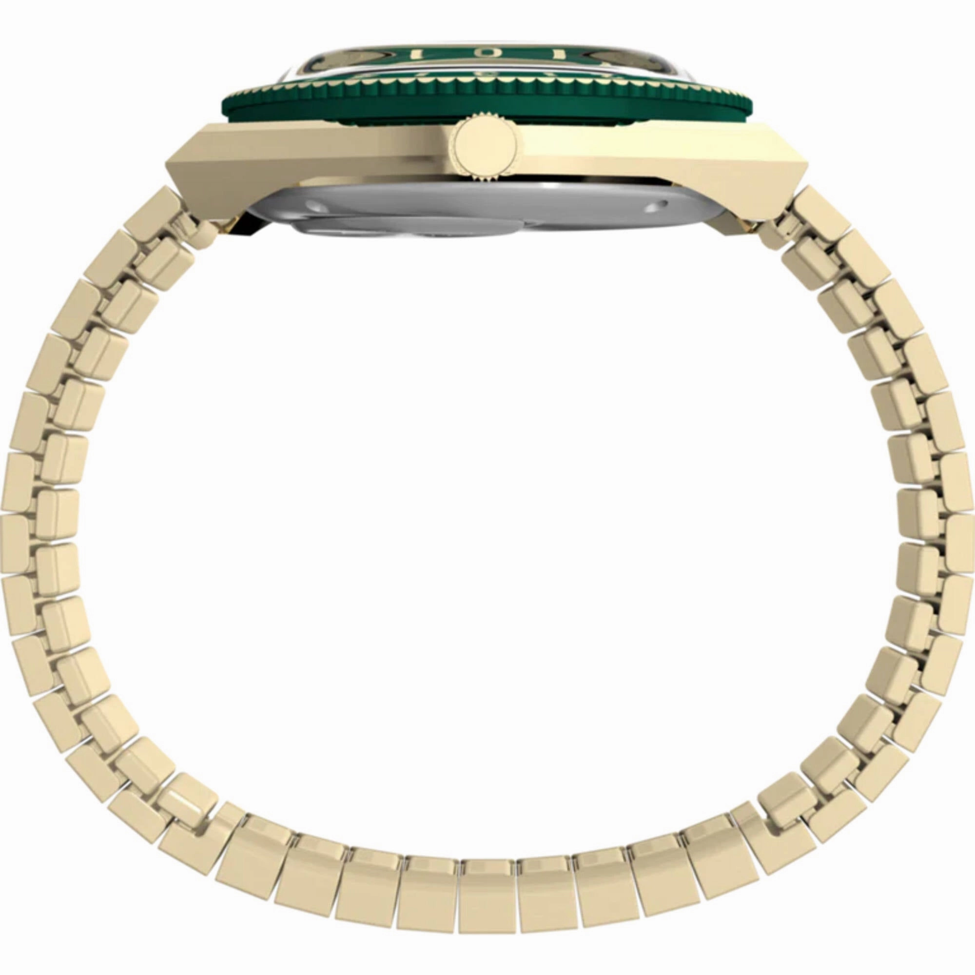 Timex Women Watch - Q Timex Green Dial Yellow Gold Expansion Bracelet | TW2V92200