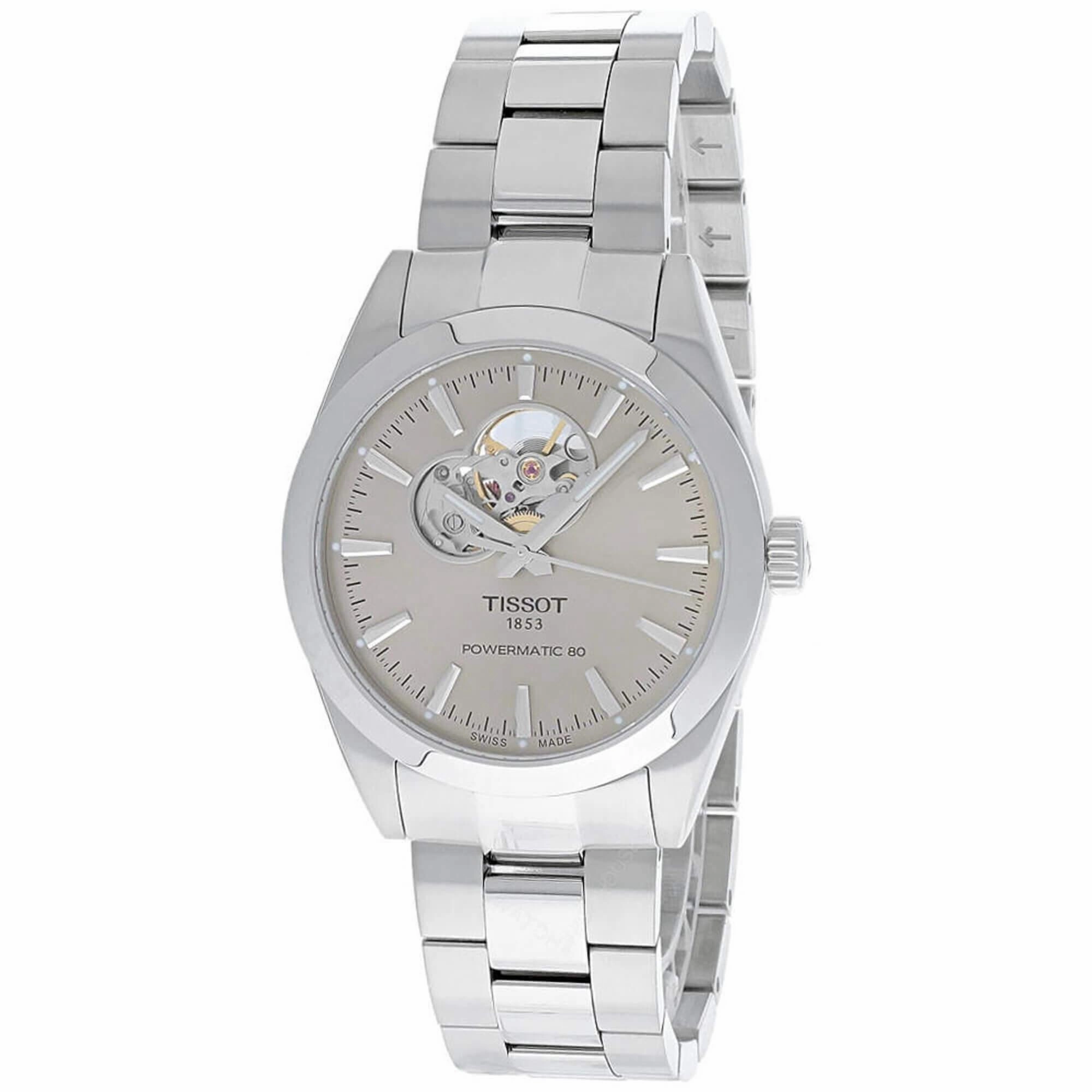 Tissot Men's Watch - Gentleman Powermatic 80 Open Heart Grey Dial | T1274071108100