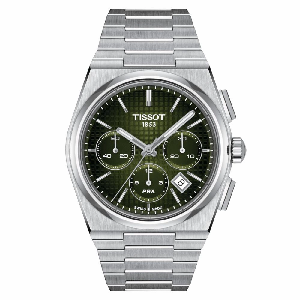 Tissot PRX Automatic Chronograph Graded Green Dial Stainless Steel Men's Watch T1374271109100
