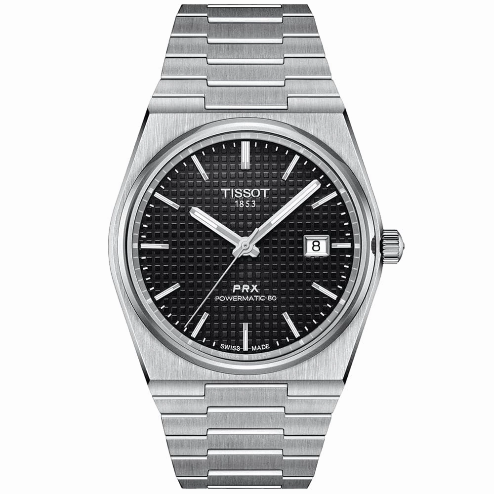 Tissot PRX Powermatic 80 Black Dial Silver Stainless Steel Strap Men Watch T1372071105100