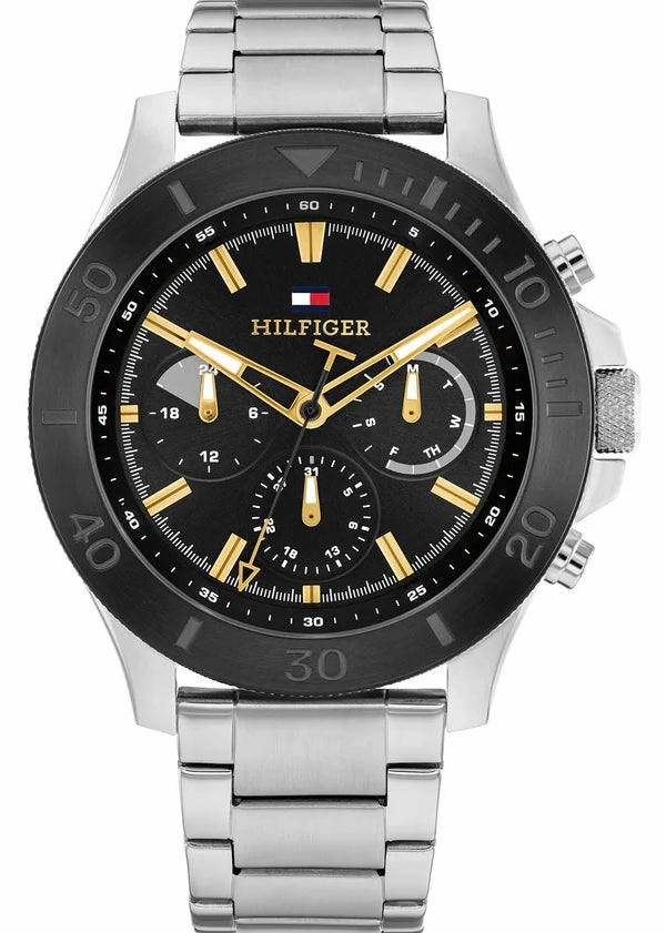 TOMMY HILFIGER BRYAN BLACK DIAL STAINLESS STEEL BRACELET 1792114