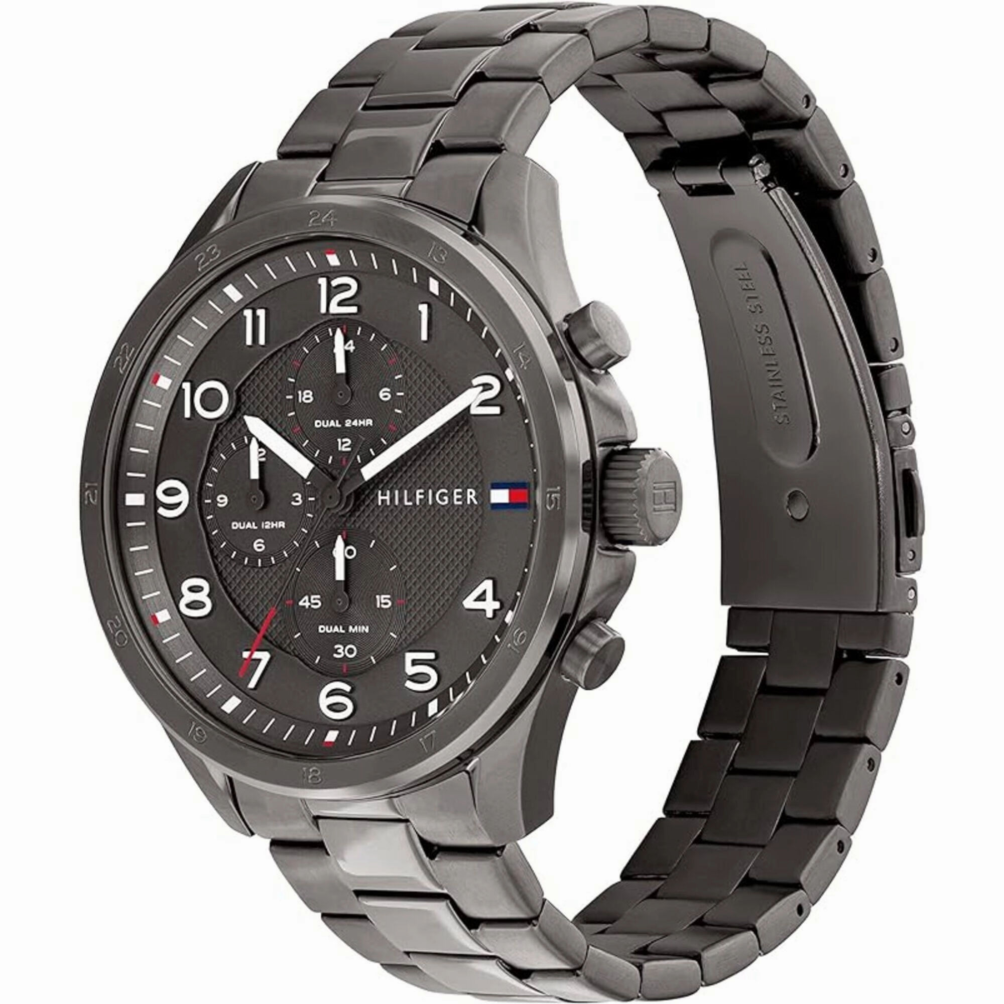 Tommy Hilfiger Men's Watch - Axel Dual Time Grey Stainless Steel Bracelet | 1792008