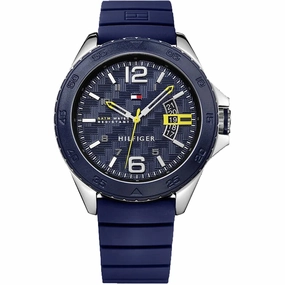 Tommy Hilfiger Men's Watch - Cody Silver Tone Case Blue Dial Rubber Strap | 1791204