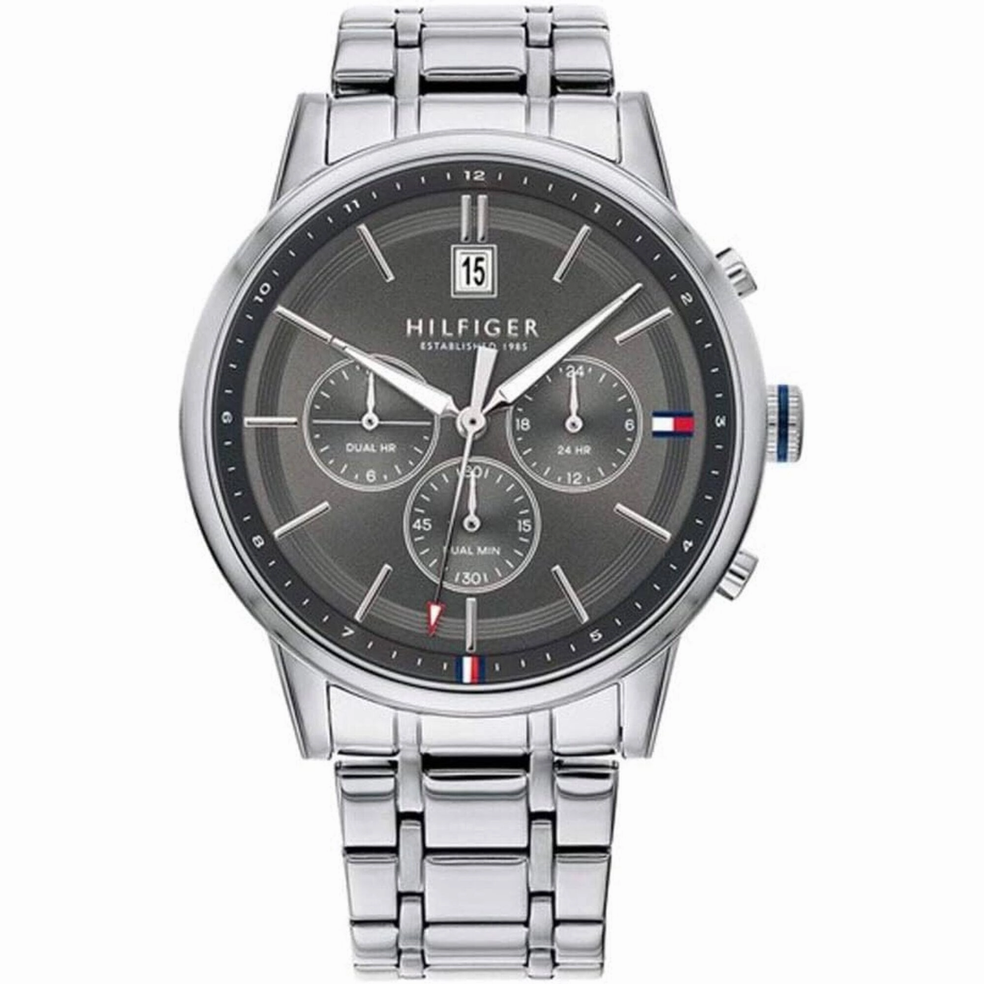 Tommy Hilfiger Men's Watch - Kyle Grey Dial Silver Steel Bracelet Quartz | 1791632