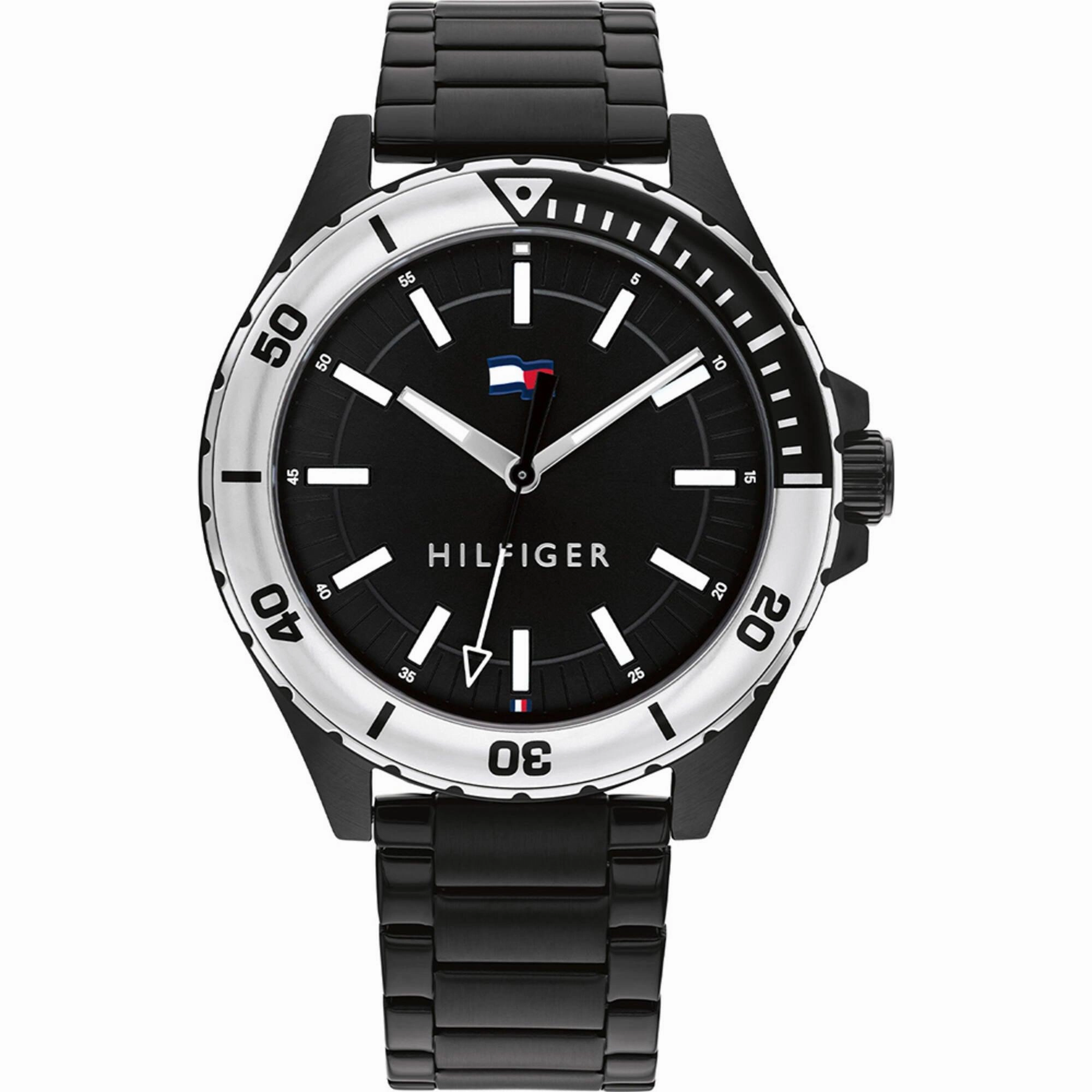 Tommy Hilfiger Men's Watch - Logan Black Dial Stainless Steel Bracelet | 1792014