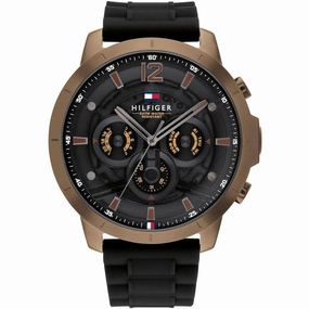 Tommy Hilfiger Men's Watch - Luca Day-Date Black Dial Silicone Rubber Strap | 1710491