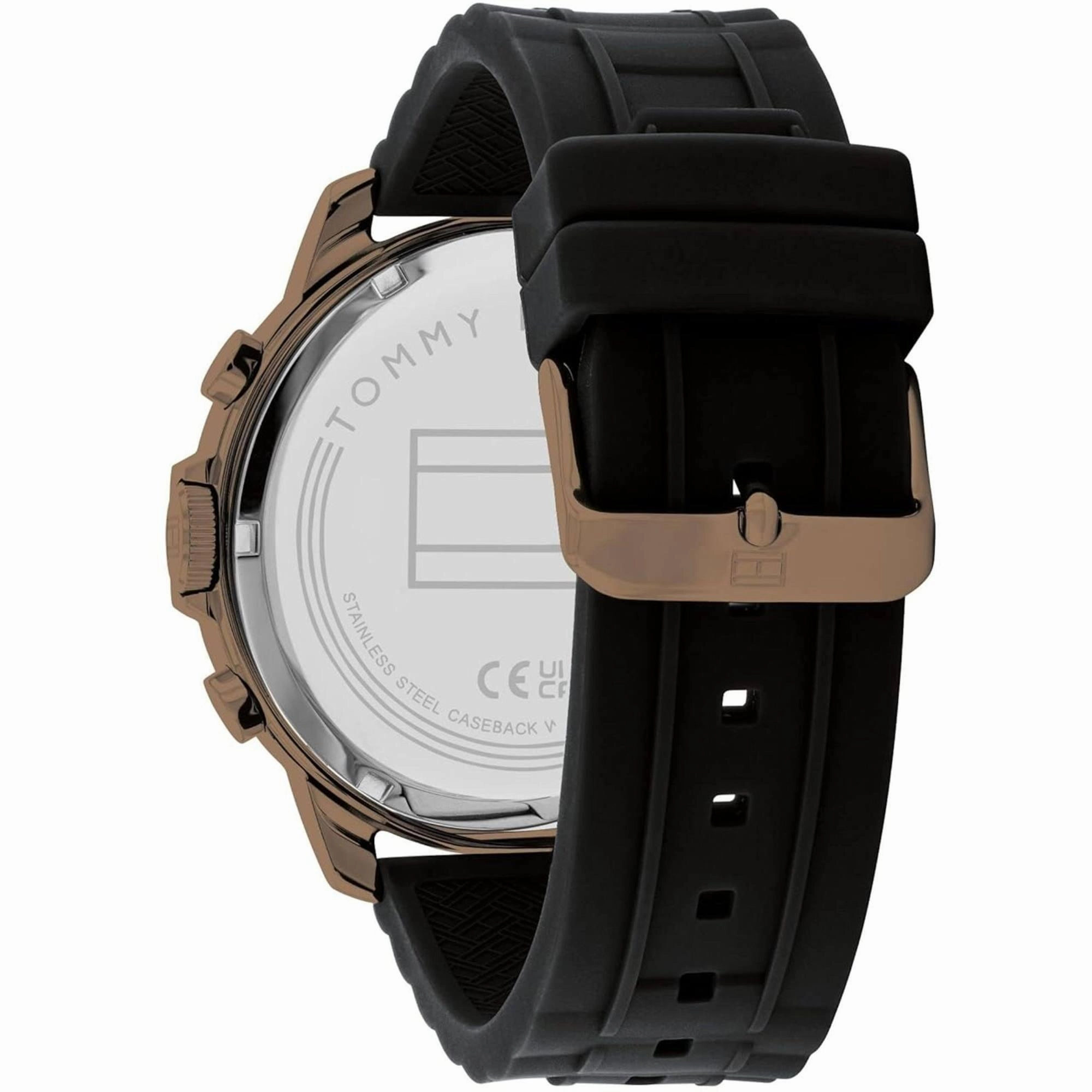 Tommy Hilfiger Men's Watch - Luca Day-Date Black Dial Silicone Rubber Strap | 1710491