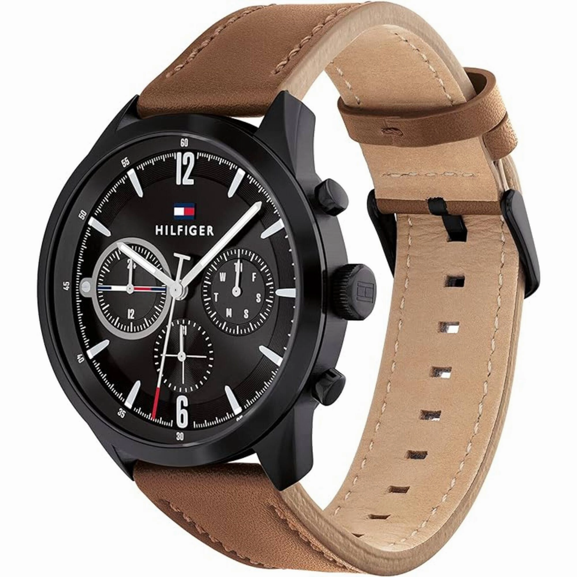 Tommy Hilfiger Men's Watch - Matthew Black Dial Brown Leather Strap Quartz | 1791942