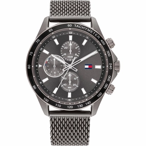 Tommy Hilfiger Men's Watch - Miles Grey and Black Dial Steel Mesh Bracelet | 1792019