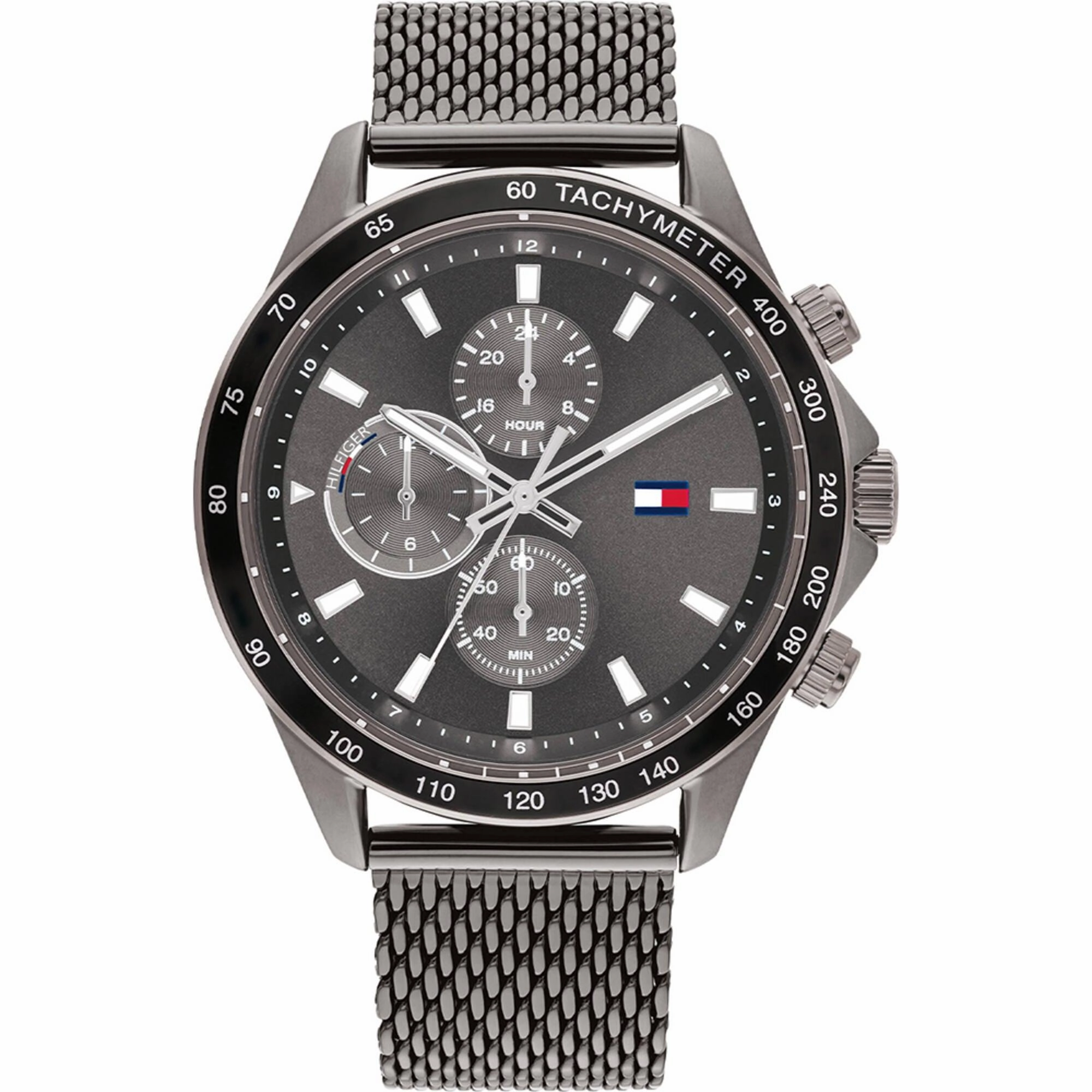 Tommy Hilfiger Men's Watch - Miles Grey and Black Dial Steel Mesh Bracelet | 1792019
