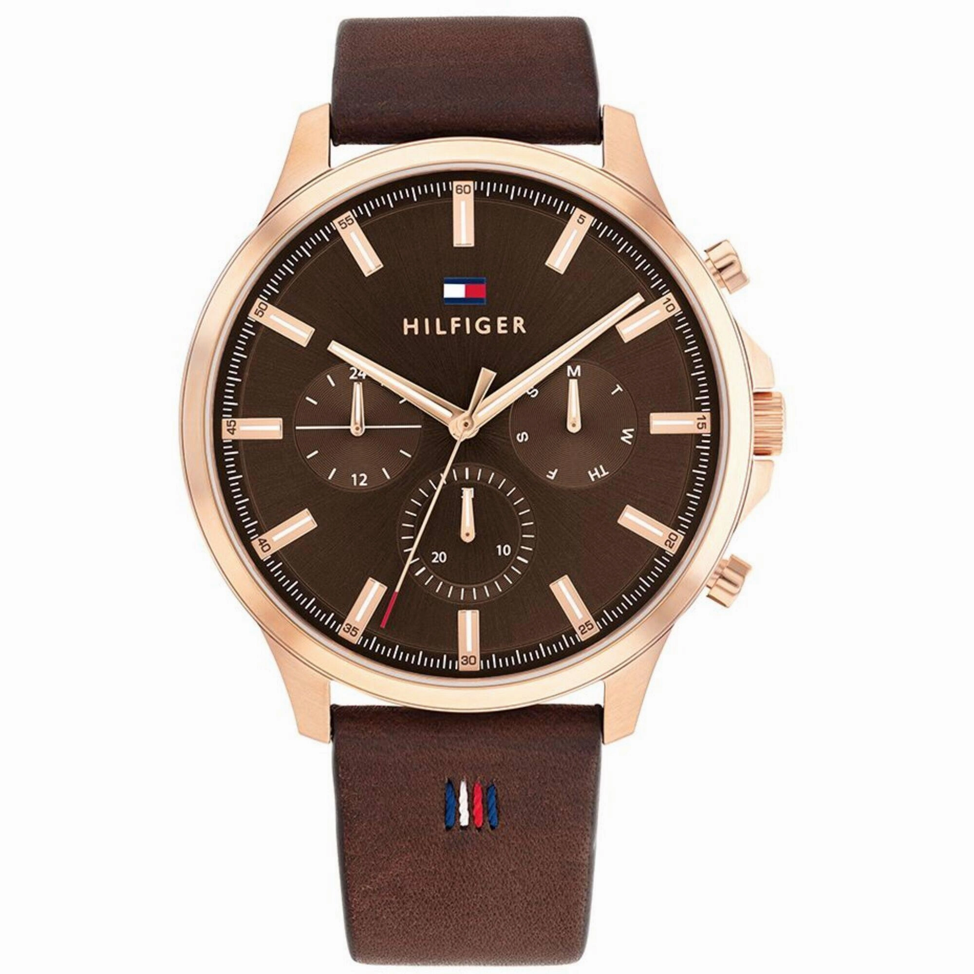 Tommy Hilfiger Men's Watch - Ryder Day-Date Brown Genuine Leather Strap | 1710497