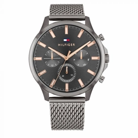 Tommy Hilfiger Men's Watch - Ryder Day-Date Gunmetal Dial Mesh Bracelet | 1710500