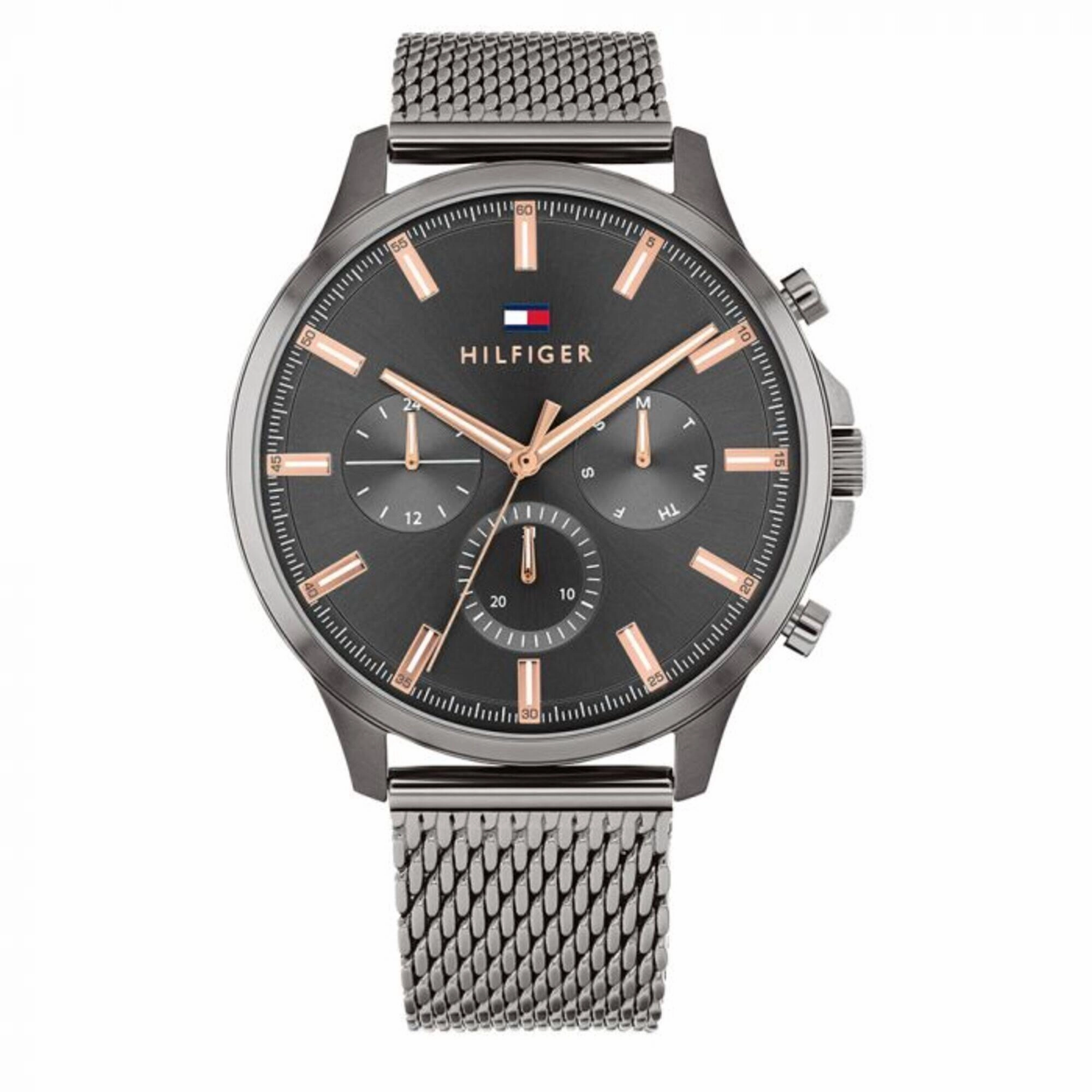 Tommy Hilfiger Men's Watch - Ryder Day-Date Gunmetal Dial Mesh Bracelet | 1710500