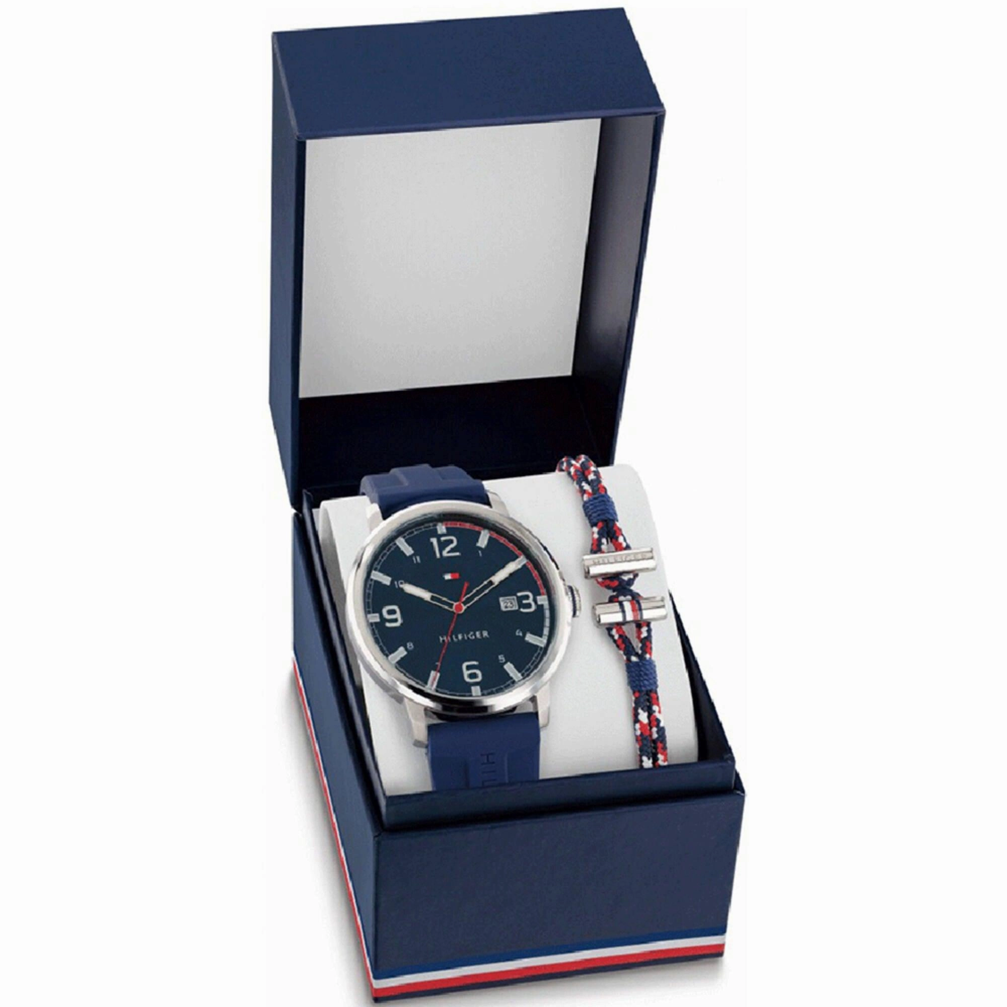 Tommy Hilfiger Men's Watch and Bracelet Set - Essentials Quartz Blue Dial | 2770141