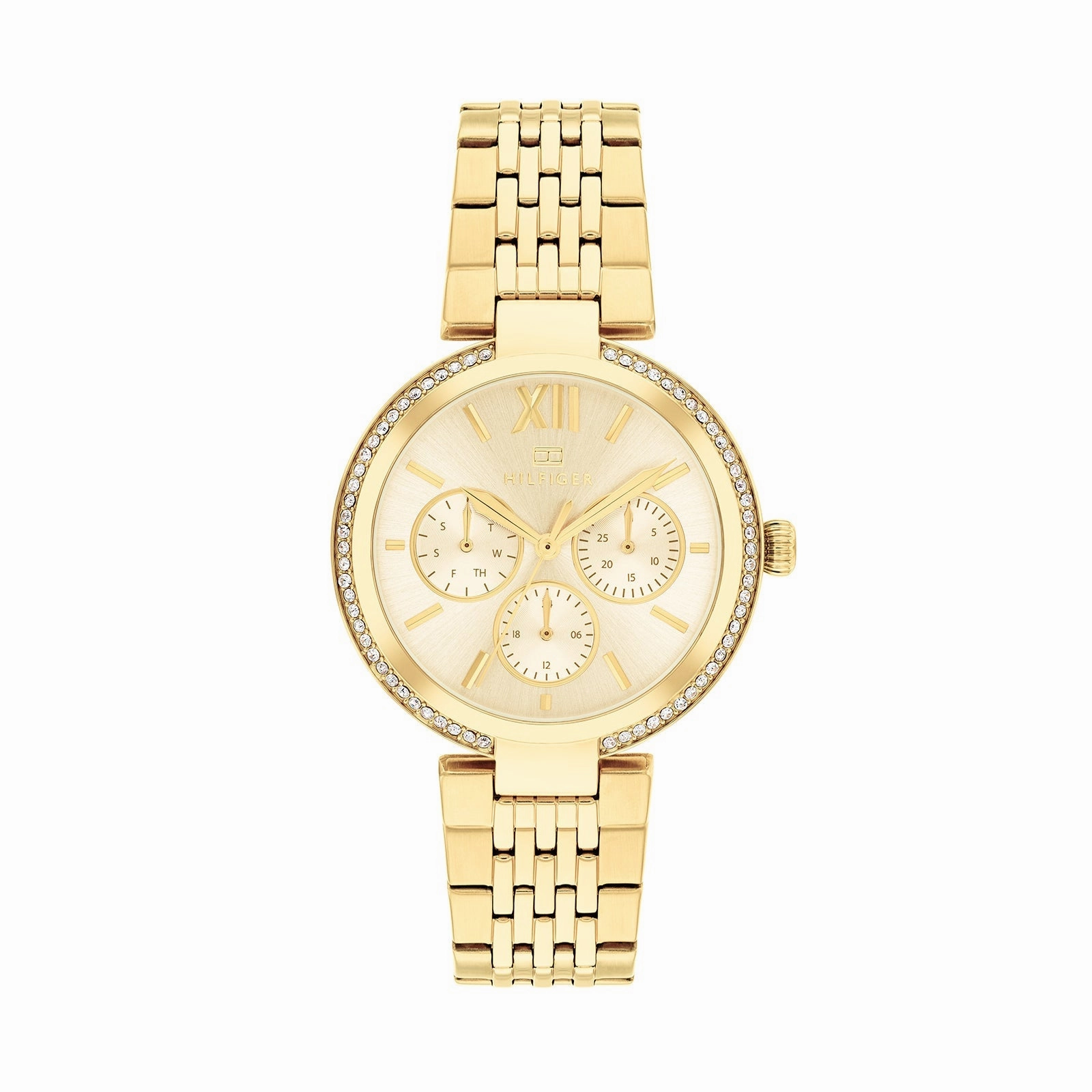 TOMMY HILFIGER SOPHIA IONIC THIN PLATED GOLD STEEL WATCH 1782697