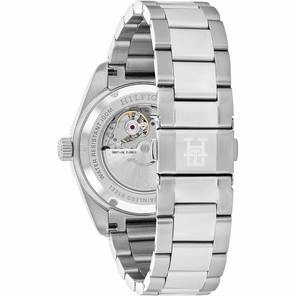 TOMMY HILFIGER TH85 AUTO RED DIAL CASE STEEL WATCH 1792154