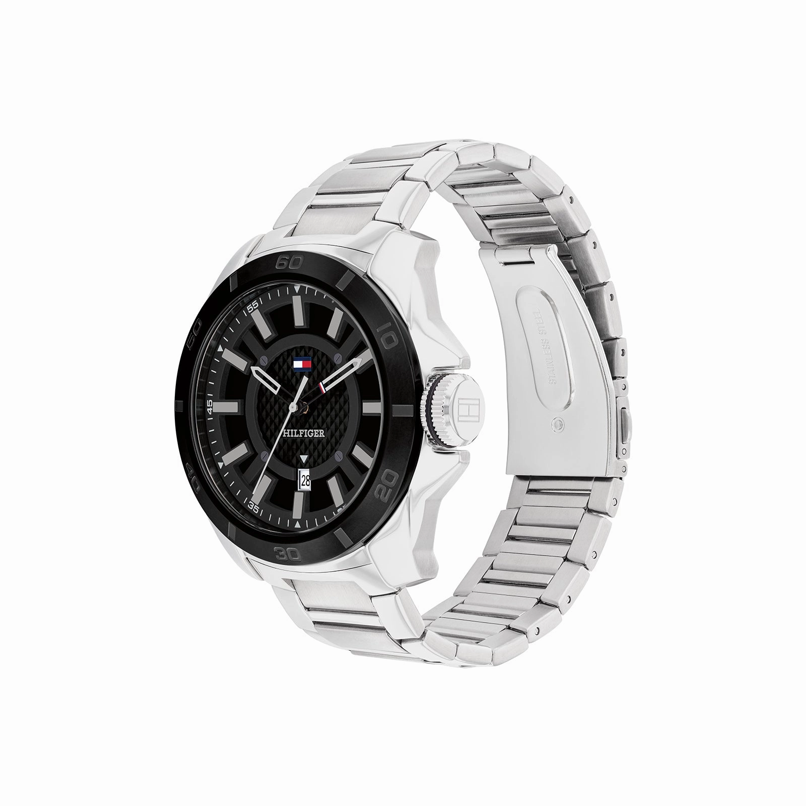 TOMMY HILFIGER WINDSURF BLACK DIAL SILVER STEEL WATCH 1792138