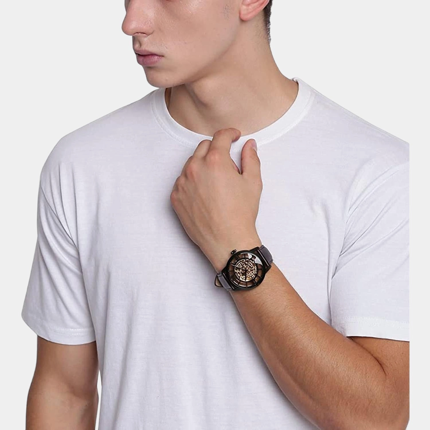 Townsman Men Automatic Dark Brown Dial Analog Leather Watch ME3098