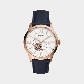 Townsman Men Automatic White Dial Multi-Function Leather Watch ME3171