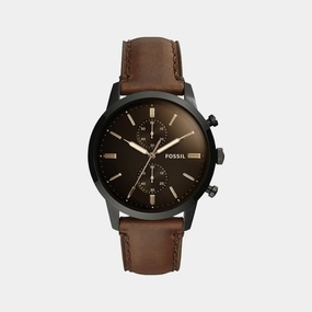 Townsman Men Quartz Black Dial Chronograph Leather Watch FS5437