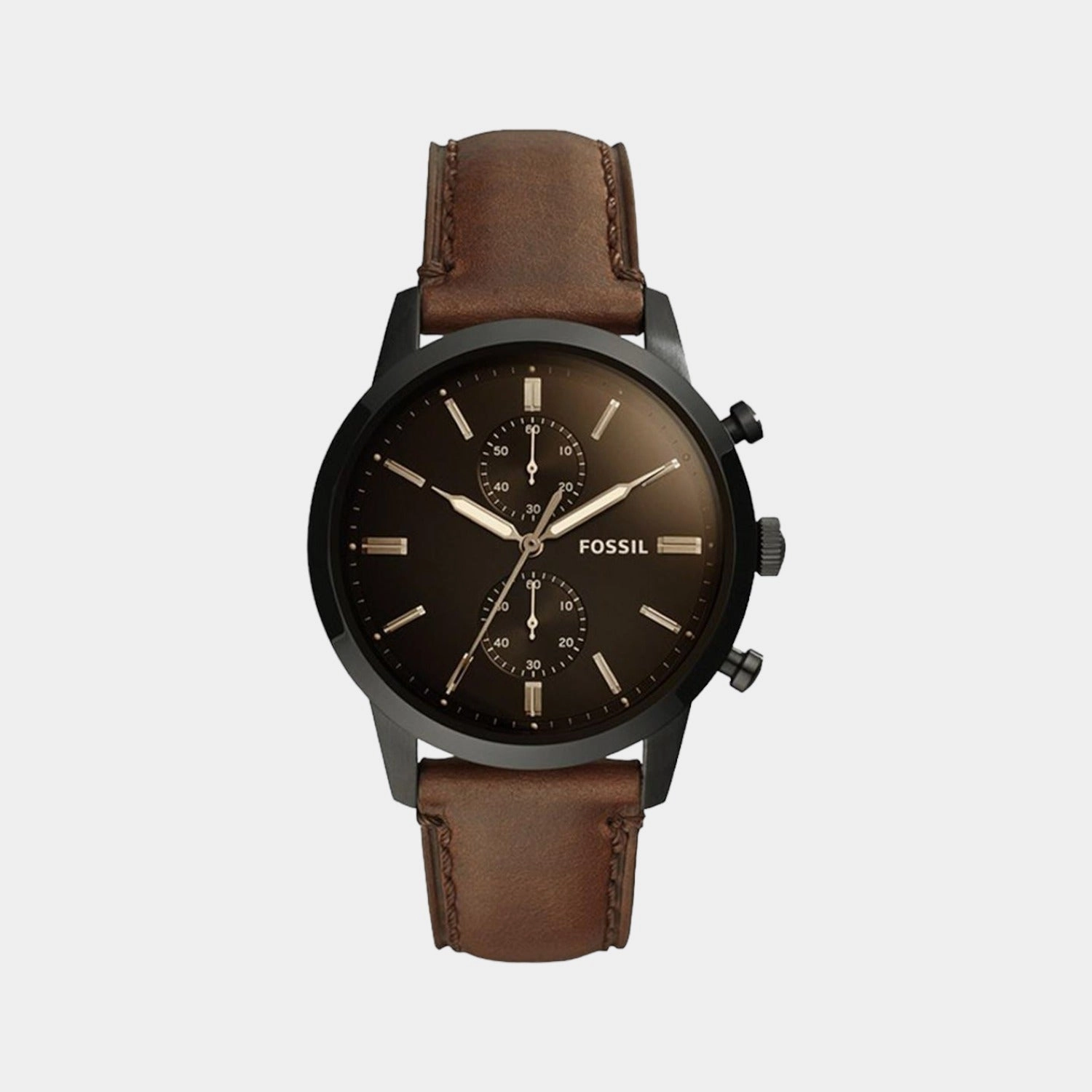 Townsman Men Quartz Black Dial Chronograph Leather Watch FS5437