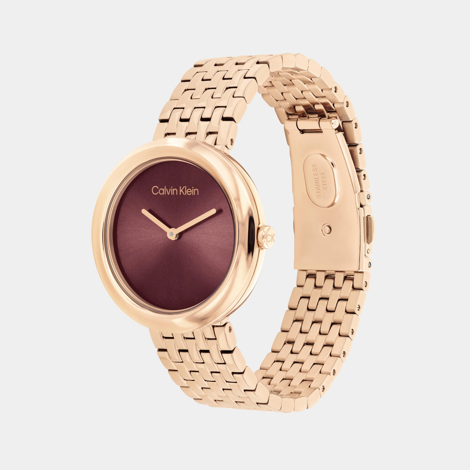 Twisted Bezel Women Quartz Mauve Dial Analog Stainless Steel Watch 25100067