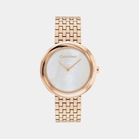 Twisted Bezel Women's Mother Of Pearl Analog Stainless Steel Watch 25200322