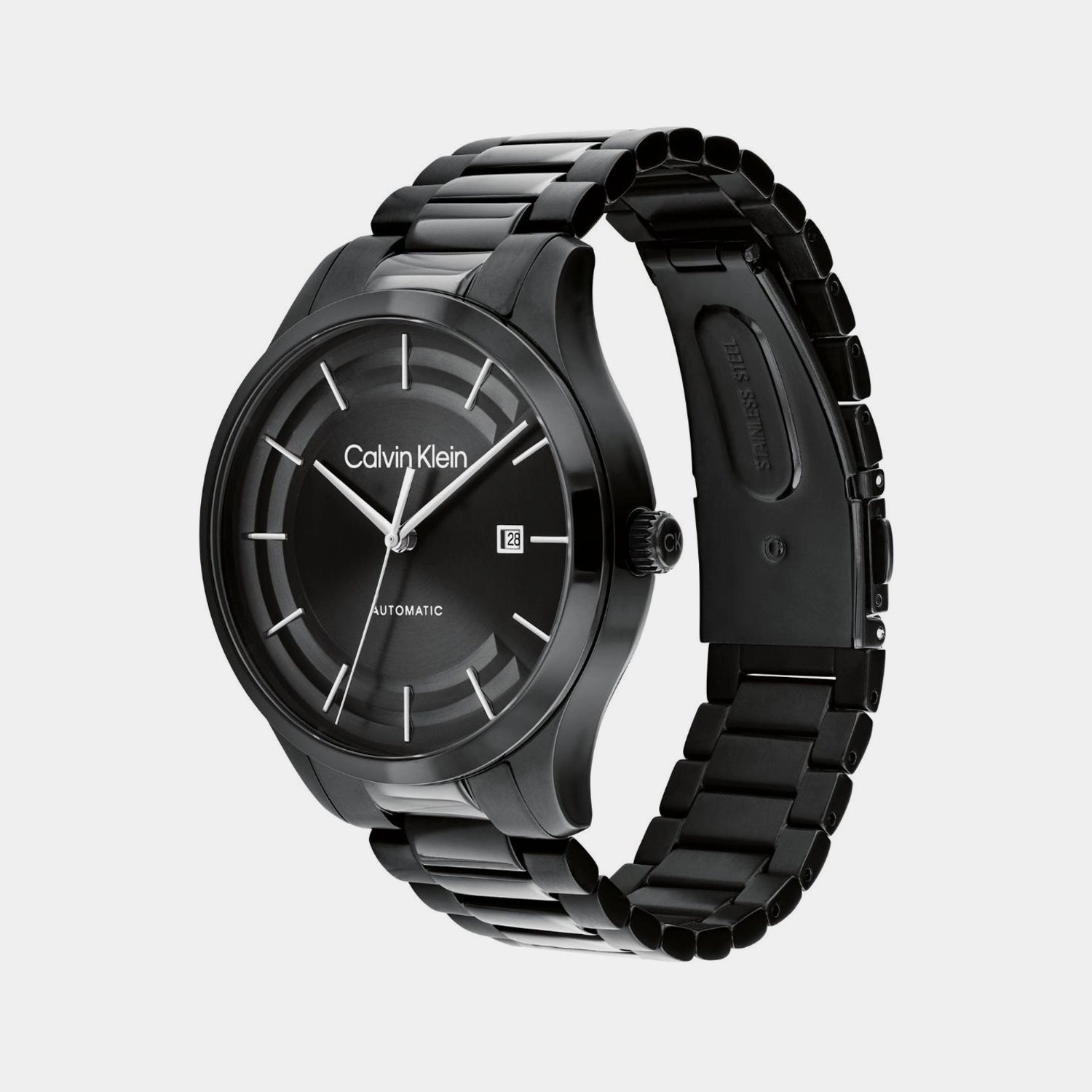 Unisex Automatic Black Dial Analog Stainless Steel Watch 25300023