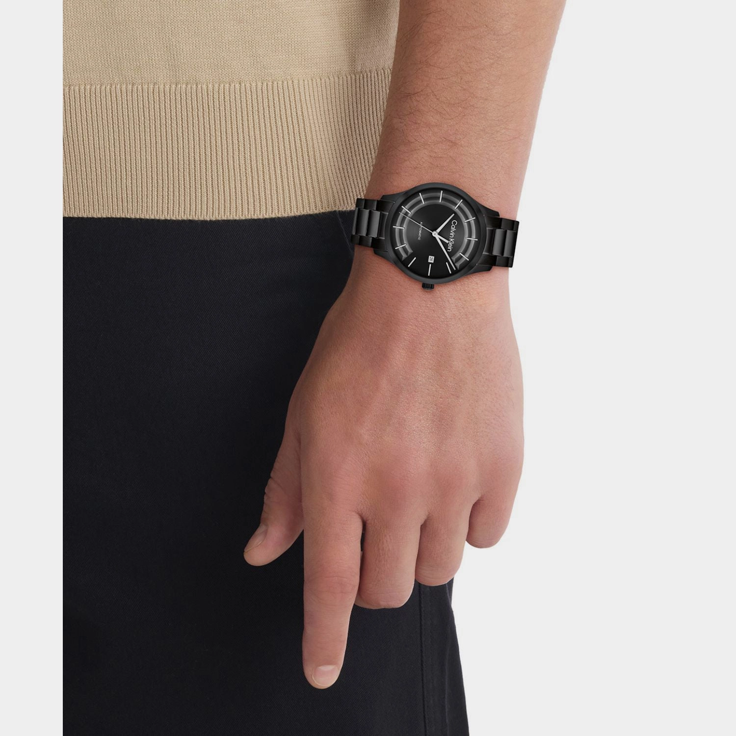 Unisex Automatic Black Dial Analog Stainless Steel Watch 25300023