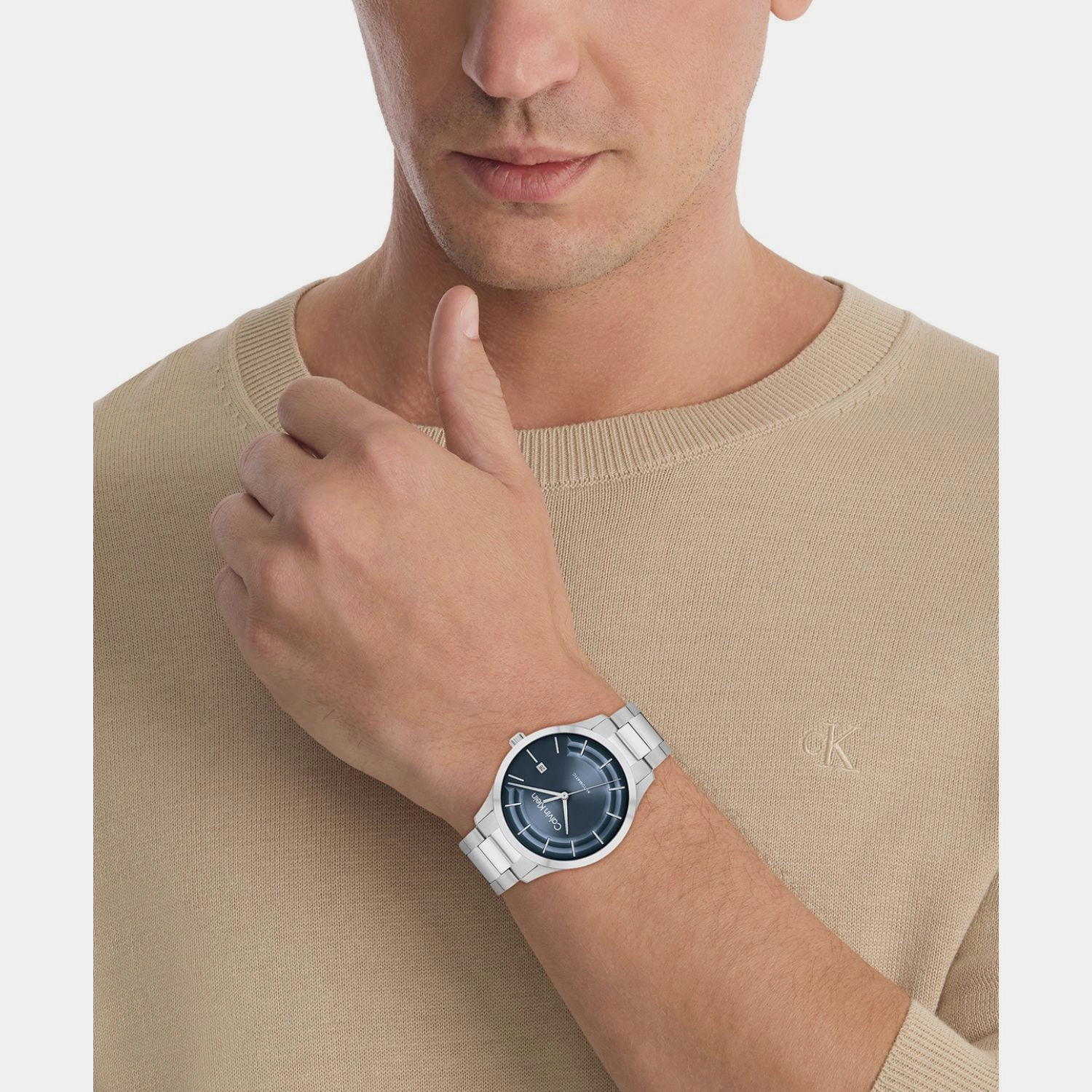Unisex Automatic Blue Dial Analog Stainless Steel Watch 25300020