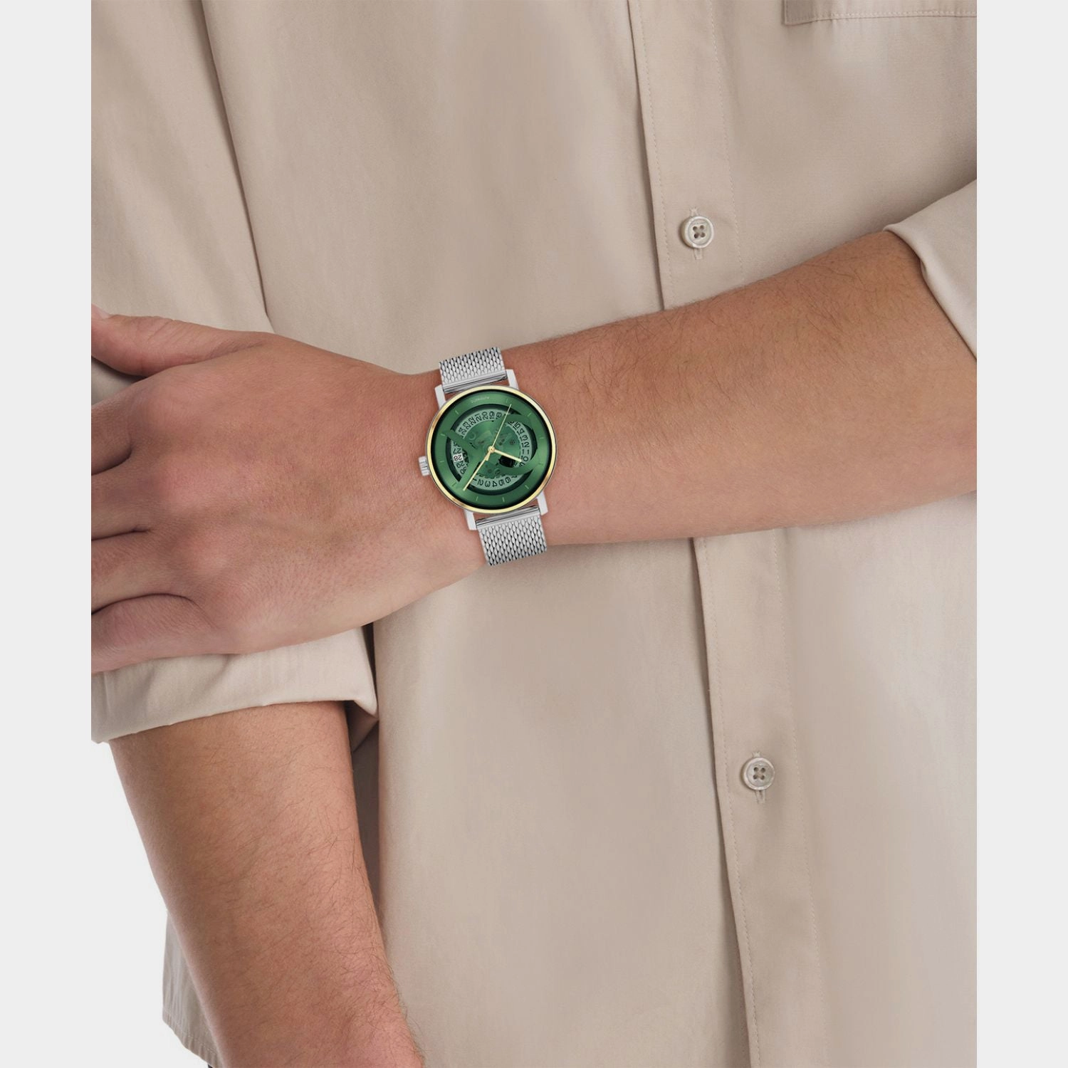 Unisex Automatic Green Dial Analog Stainless Steel Watch 25300005