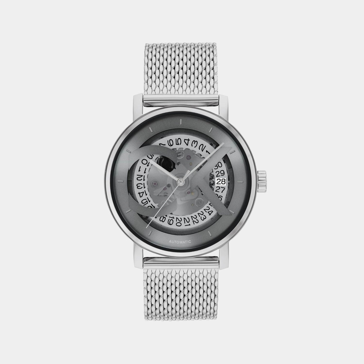 Unisex Automatic Grey Dial Analog Stainless Steel Watch 25300004
